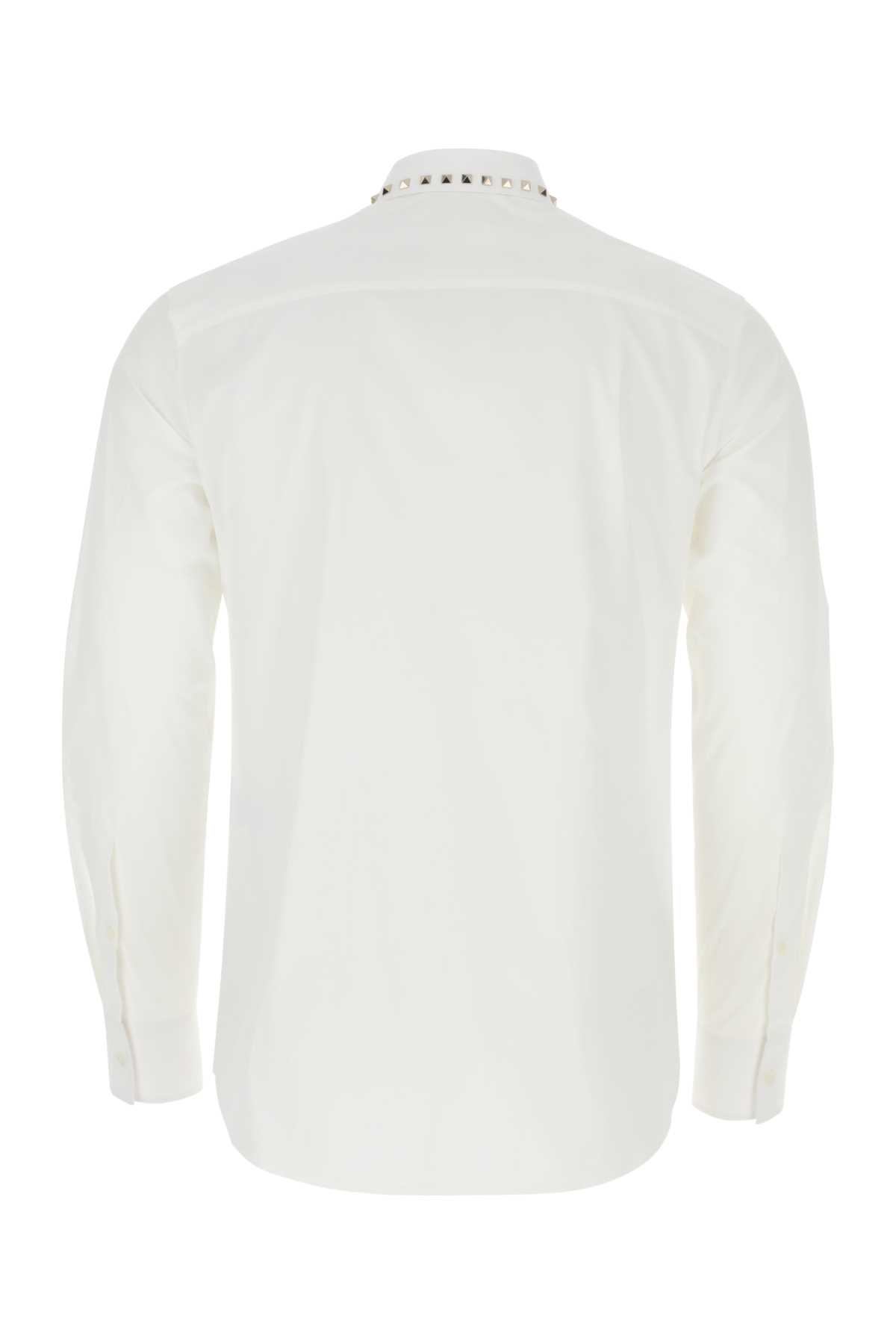Shop Valentino White Poplin Shirt In 0bo