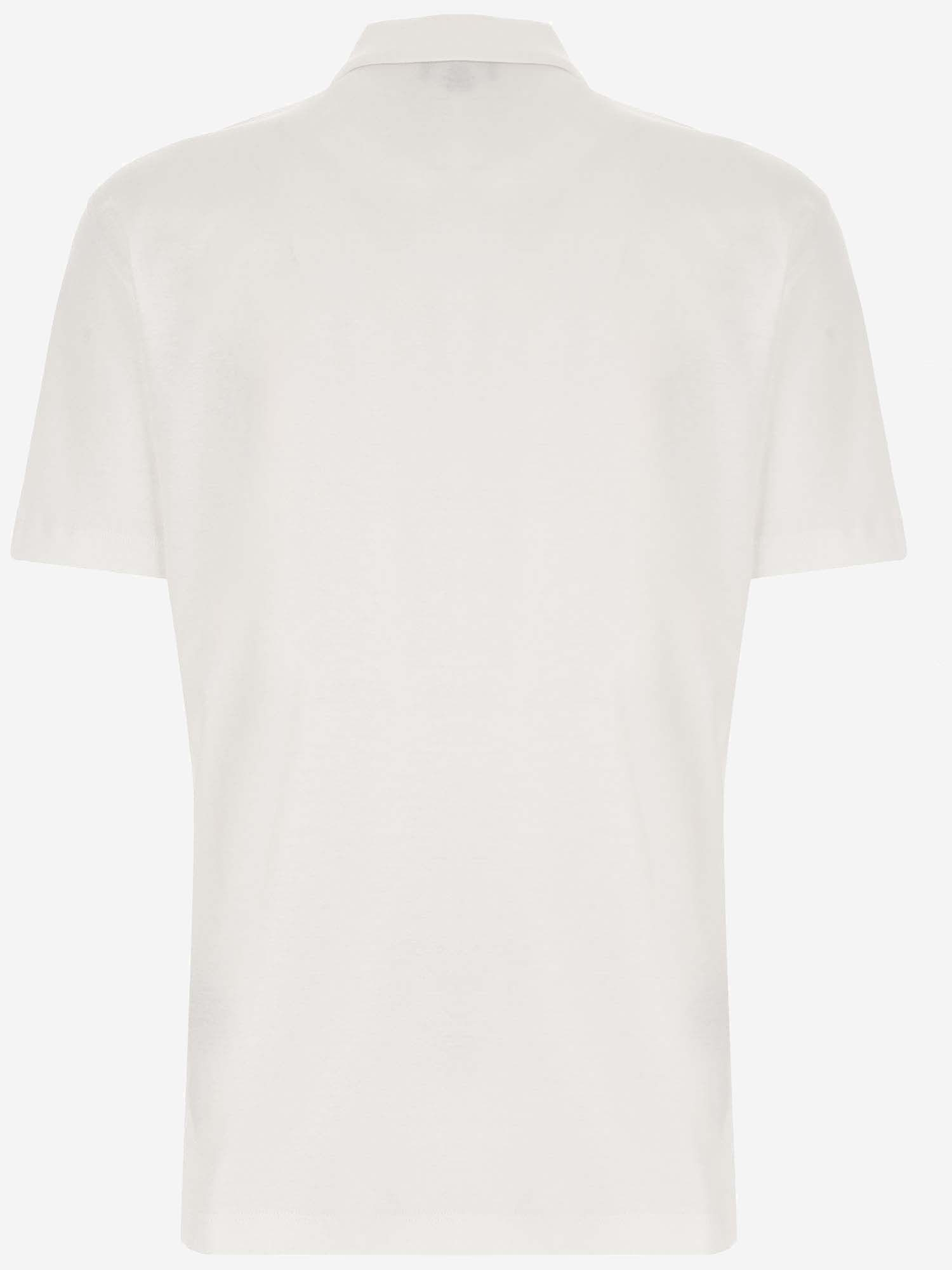 Shop Giorgio Armani Cotton Polo Shirt With Logo In White