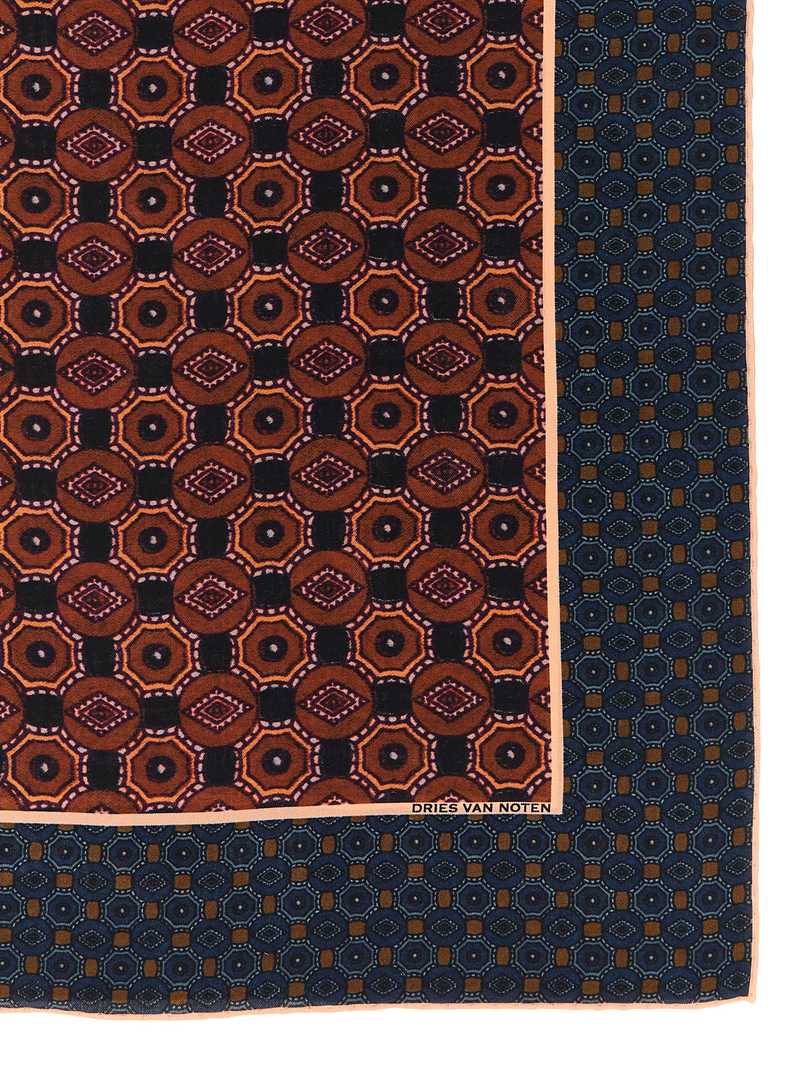 Dries Van Noten Geometric Pattern Silk Scarf With Refined Edges In Multi