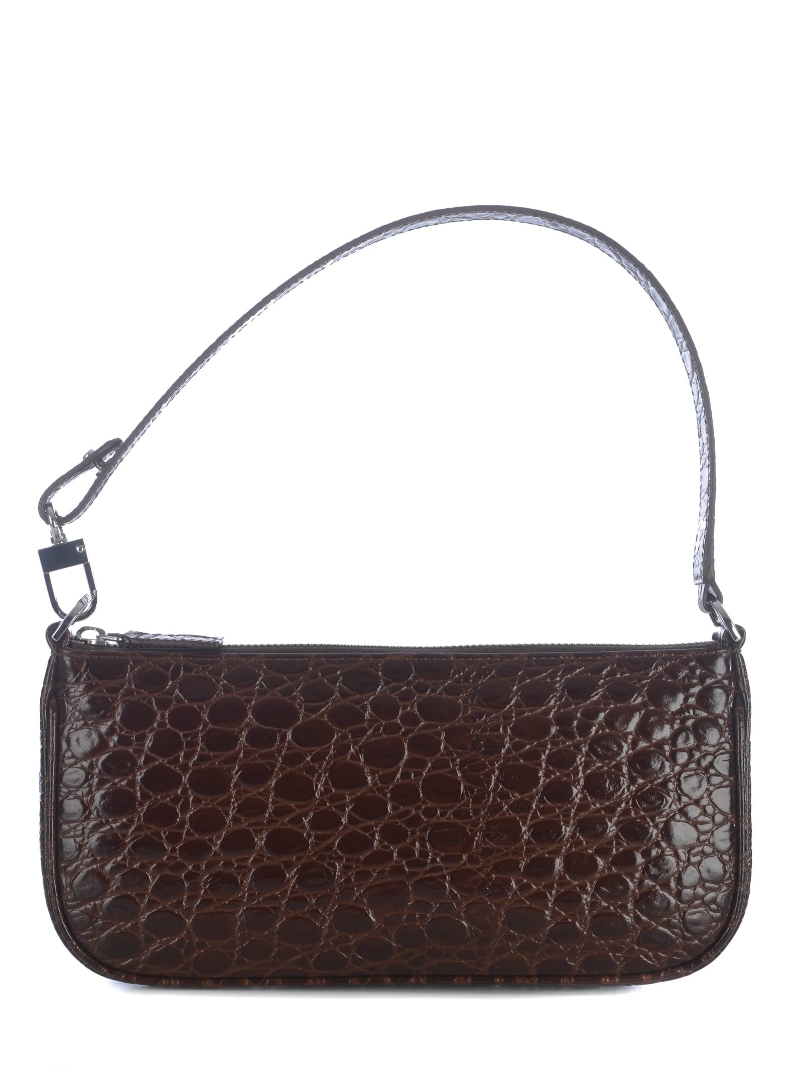 Shop By Far Shoulder Bag  Rachel Medium In Croco Leather In Marrone