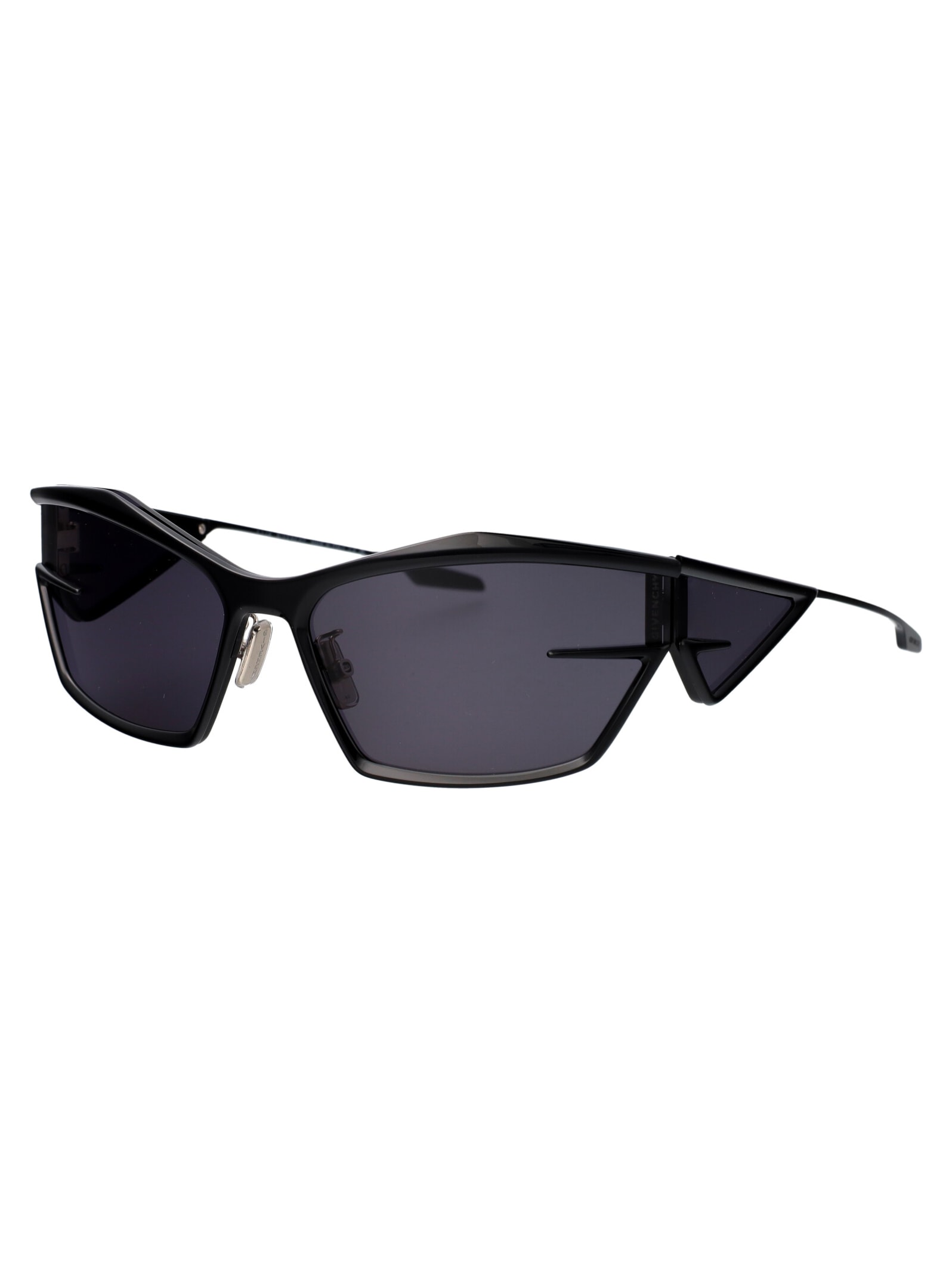 Shop Givenchy Giv Cut Sunglasses In 01a Shiny Black / Smoke