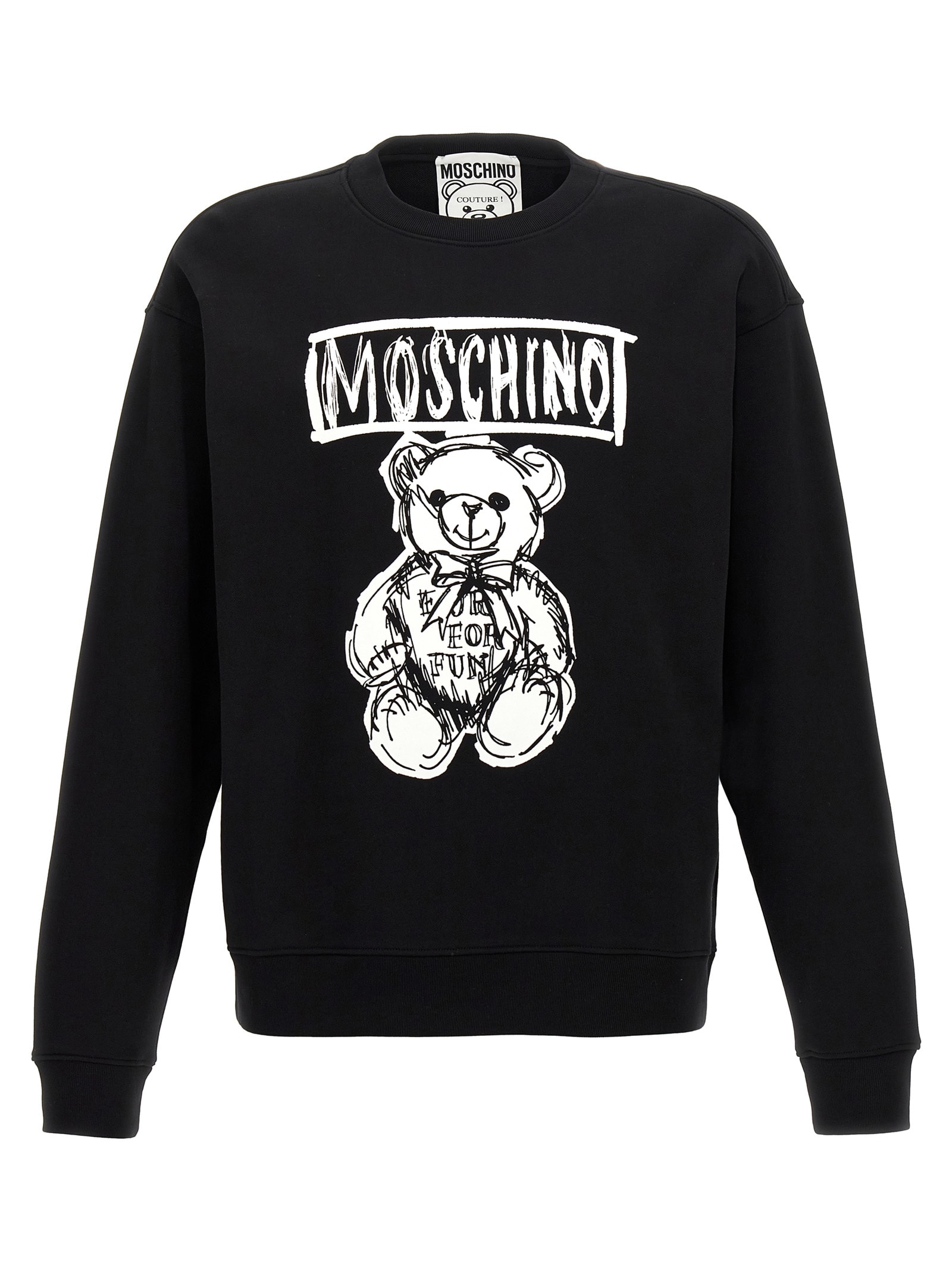 Shop Moschino Logo Print Sweatshirt In White/black