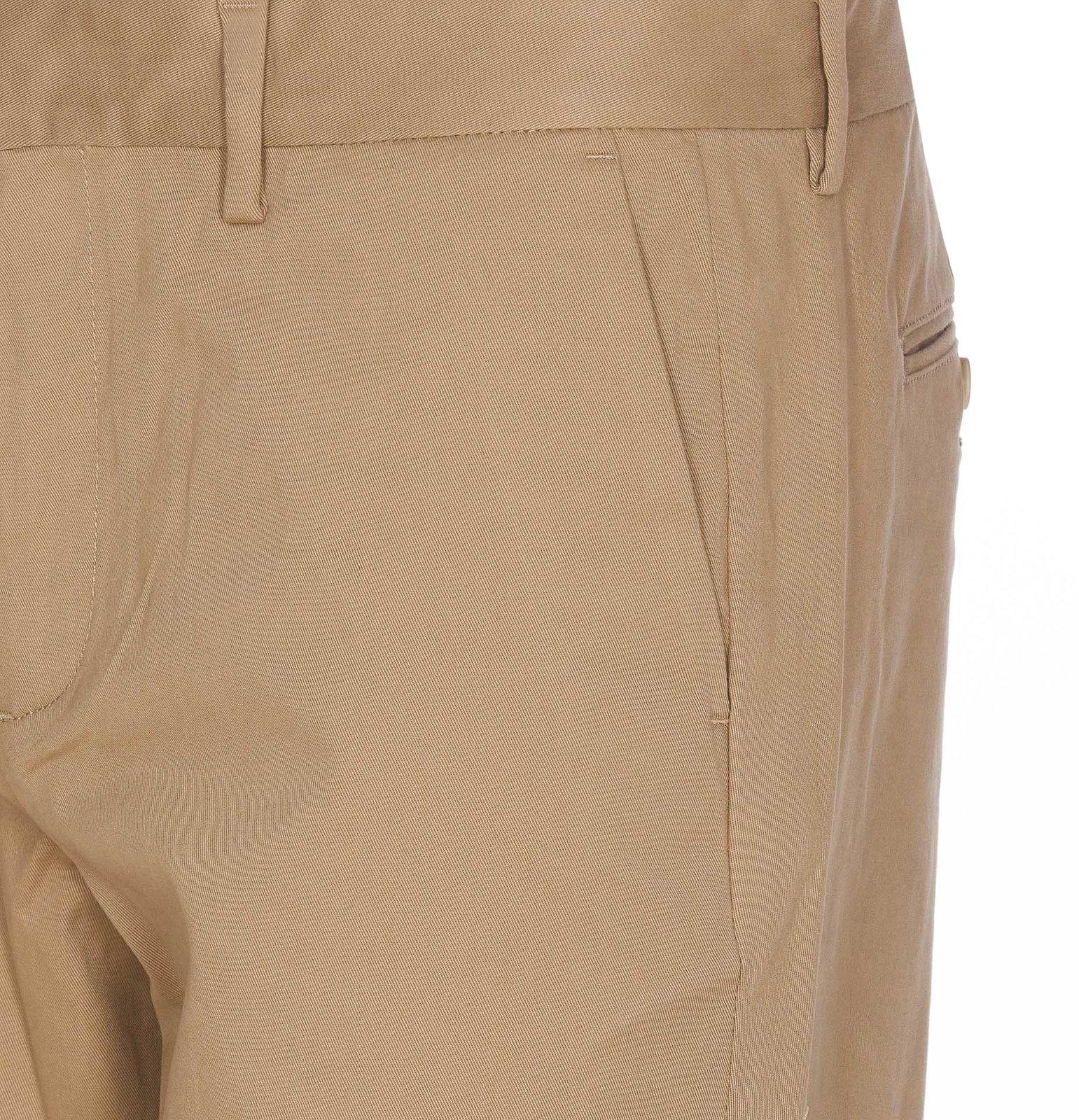 Shop Saint Laurent Button Detailed Straight Leg Pants In Beige