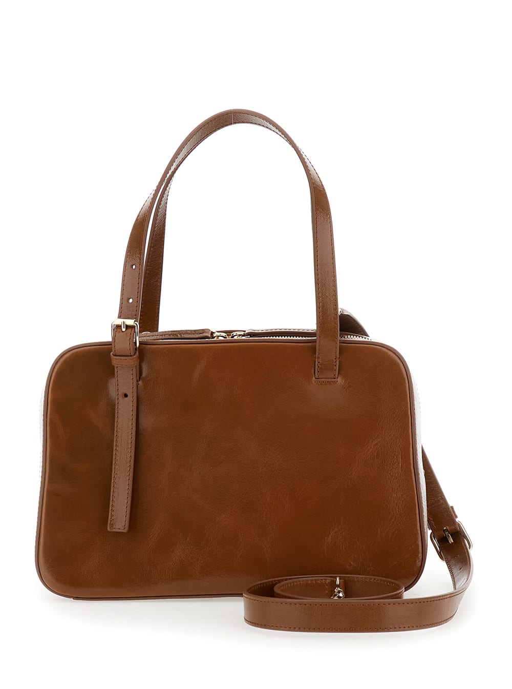 Apc Virginie Brown Shoulder Bag With Removable Shoulder Strap And Front Logo In Leather Woman In Brown