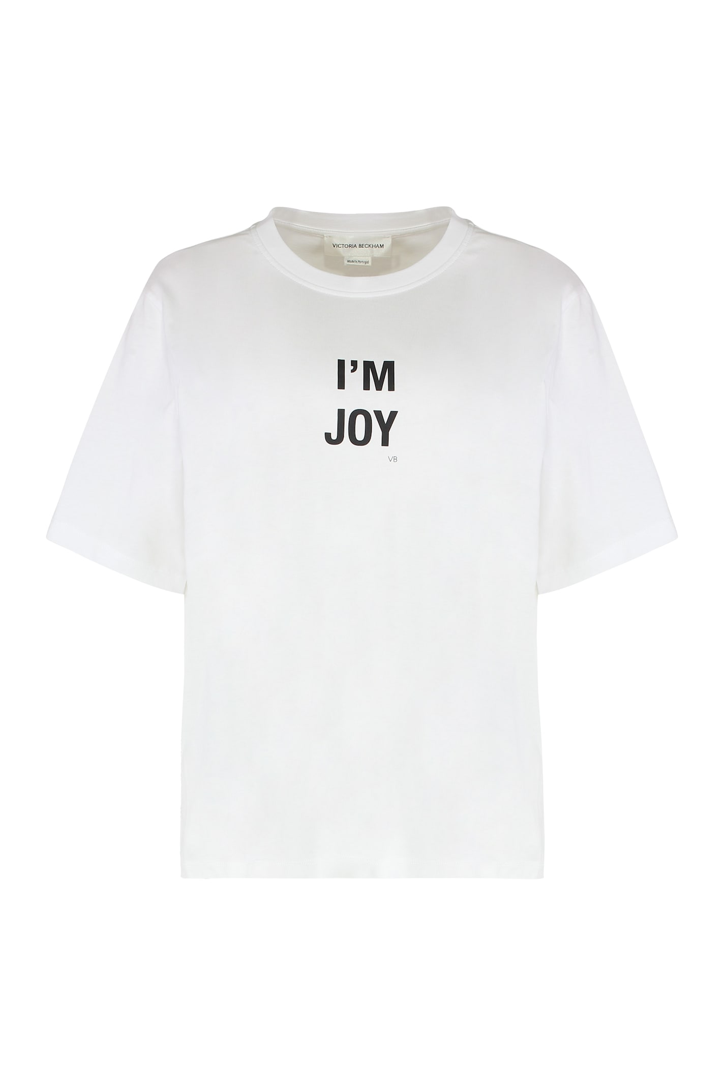 Victoria Beckham Graphic Print Crew Neck Short Sleeve Top In White