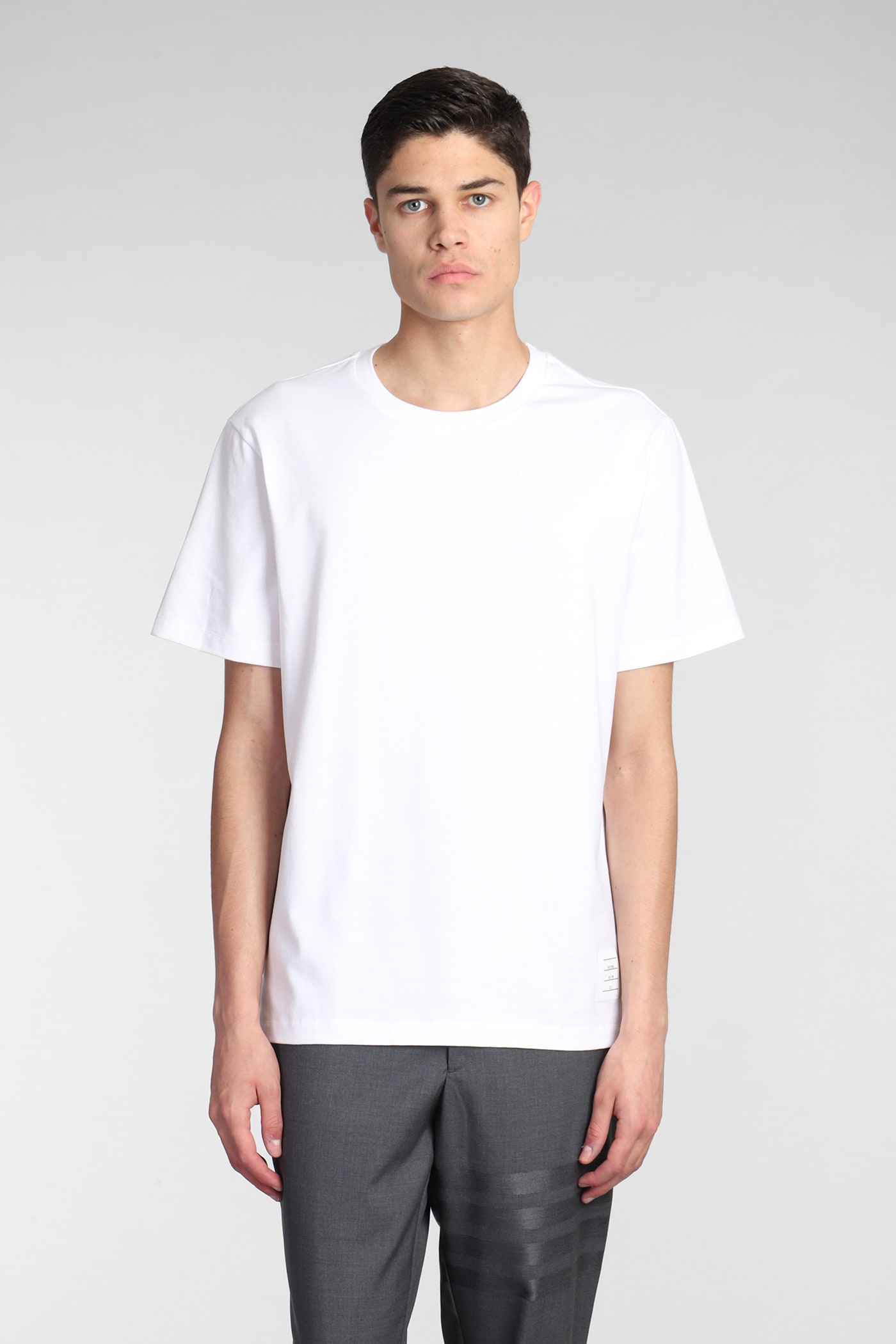 Thom Browne Tricolour-stripe Cotton-jersey T-shirt In White | ModeSens