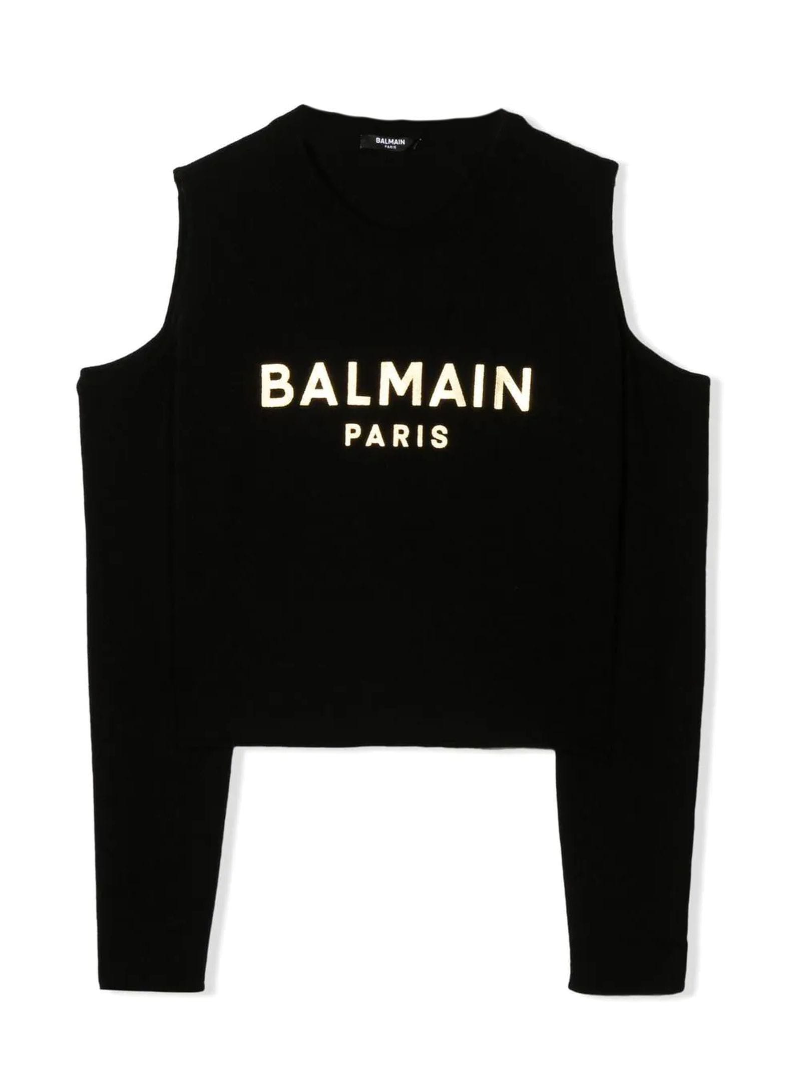 Balmain Black Virgin Wool Sweatshirt