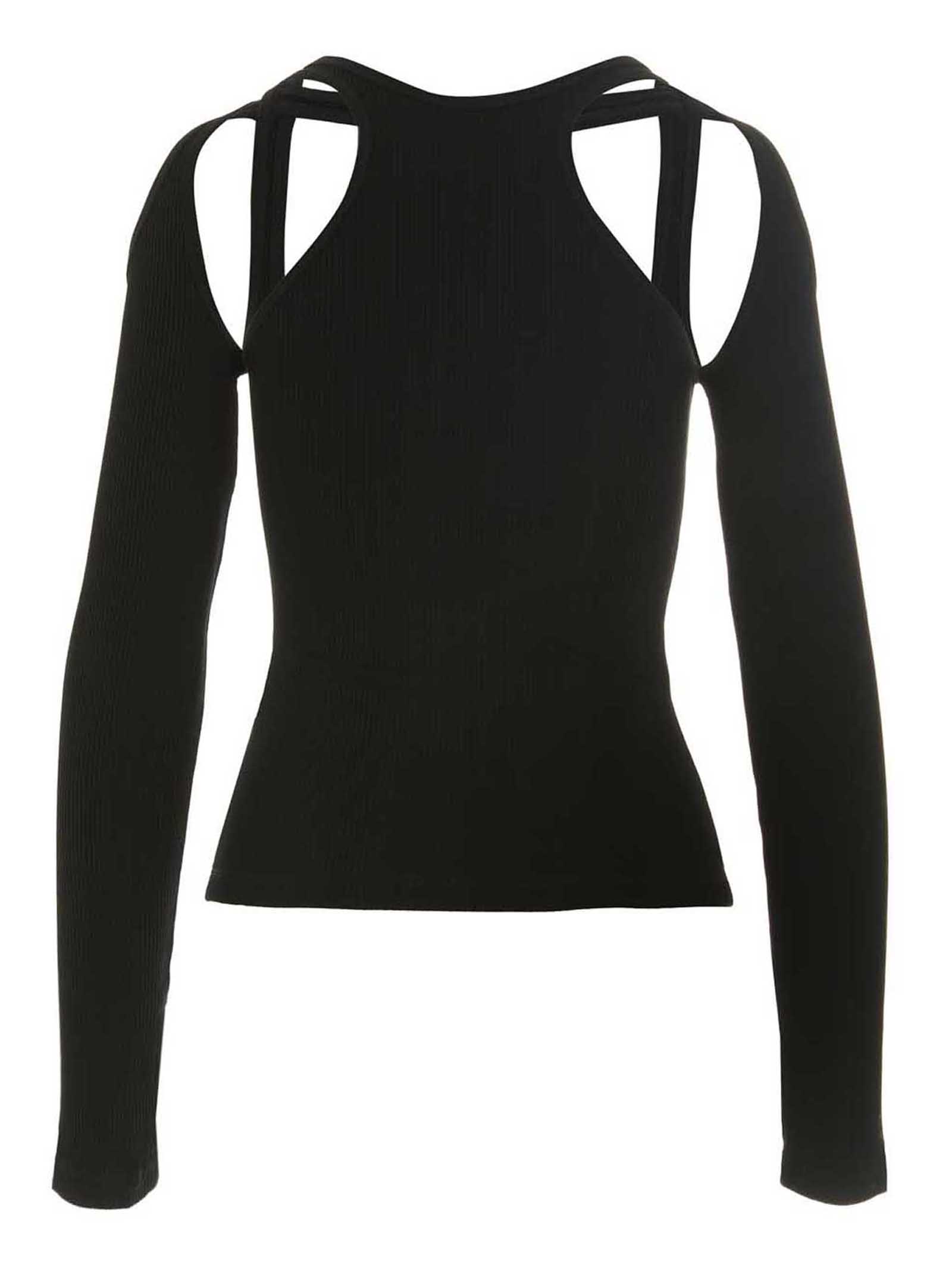 Dion Lee Sheer Shift Loop Long Sleeve Top In Black