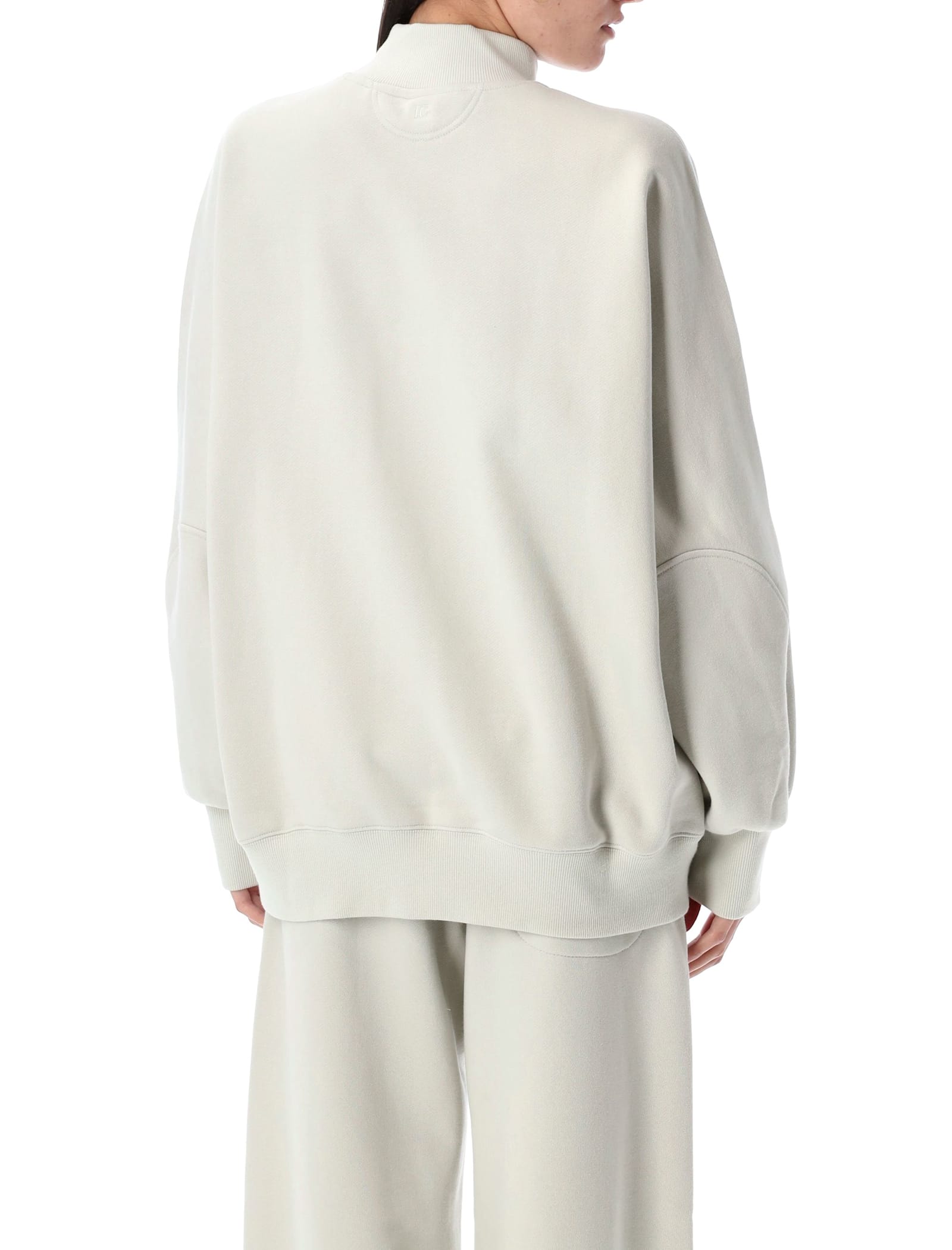 Low Classic Ribbed Mock Neck Fleece Top In Light Grey
