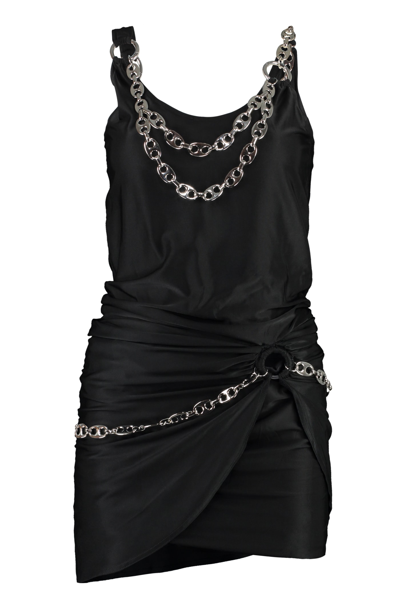 Shop Paco Rabanne Dress With Chains In Black