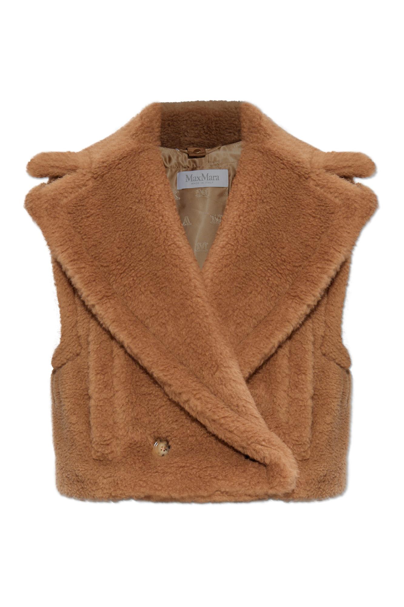 Max Mara Santos Double Breasted Cropped Coat In Brown