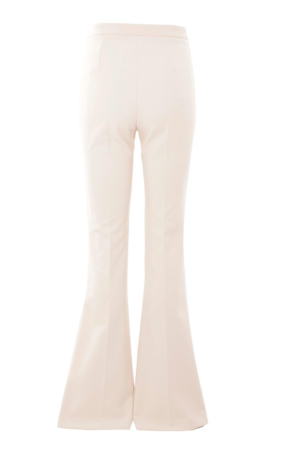 Elisabetta Franchi Butter Flared Trouser With Logo In Cream