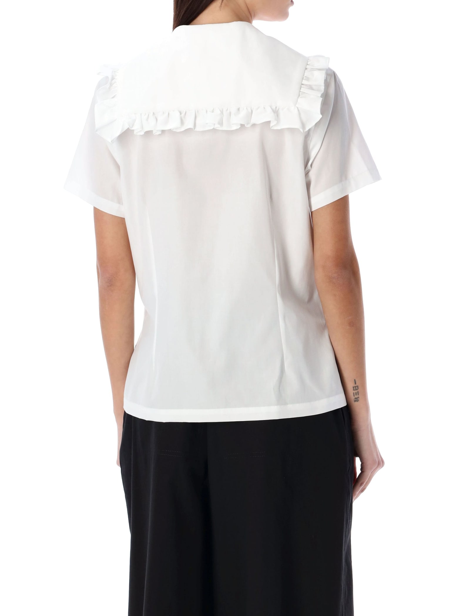Shop Comme Des Garcons Girl Wide Collar Shirt In White