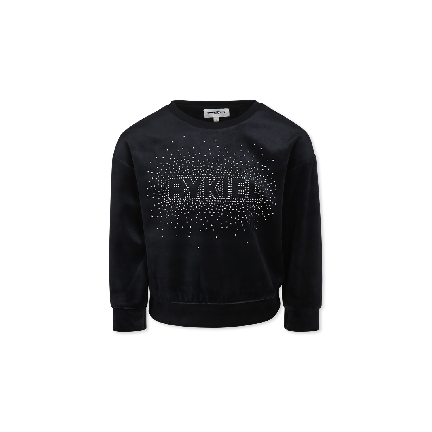 Rykiel Enfant Black Sweatshirt For Girl With Logo In Black