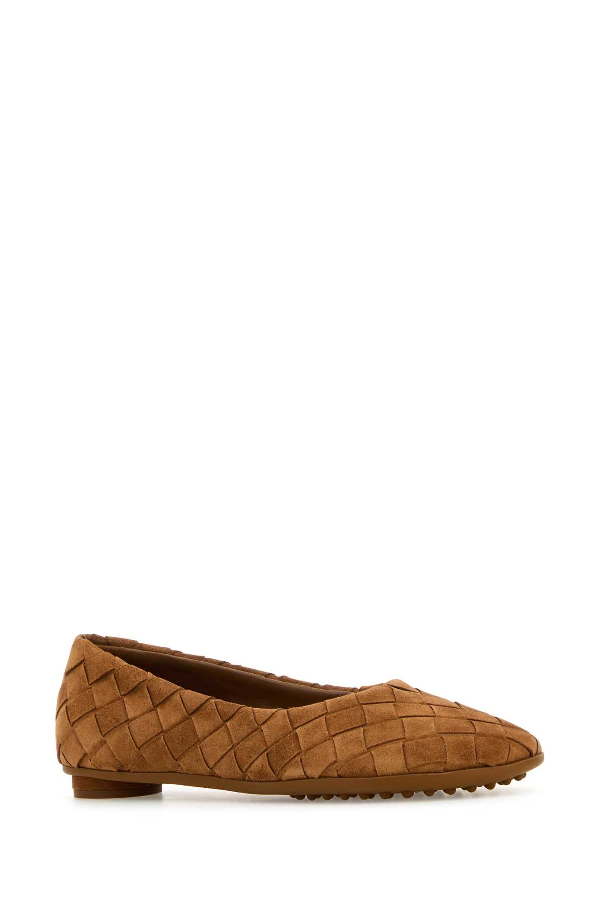Shop Bottega Veneta Caramel Suede Atomic Ballerinas