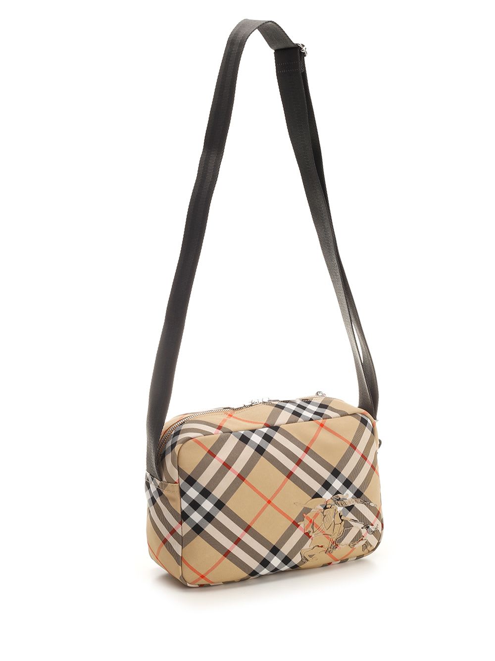 Shop Burberry Check Shoulder Bag In Beige