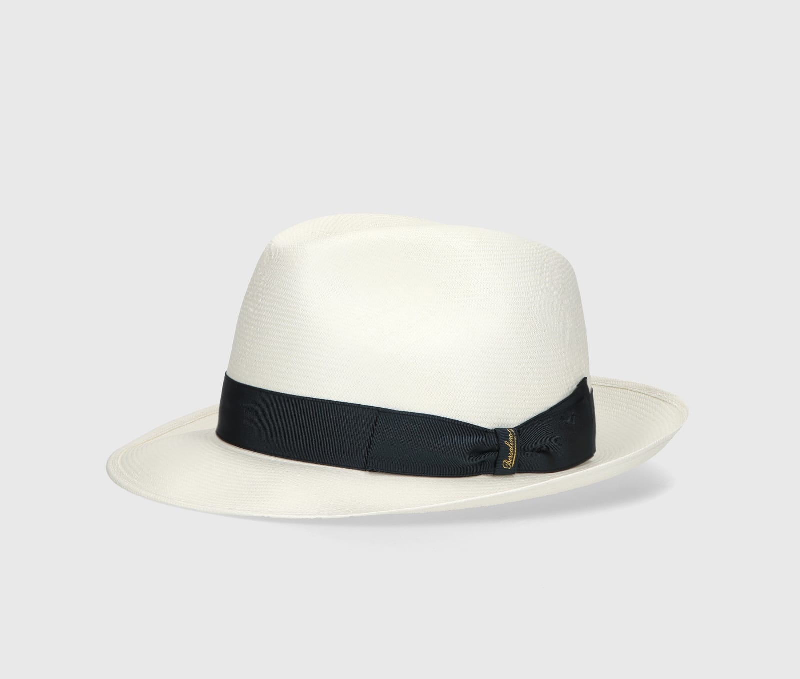 Shop Borsalino Federico Panama Fine Medium Brim In White, Blue Hat Band