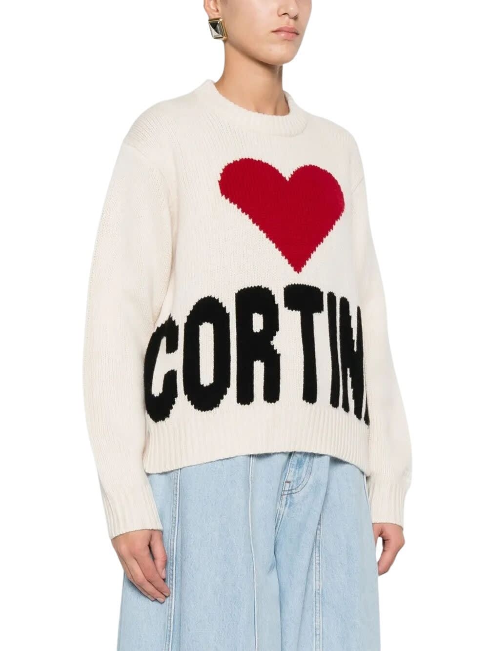 Mc2 Saint Barth Kyla Heart Intarsia Sweater In Neutral