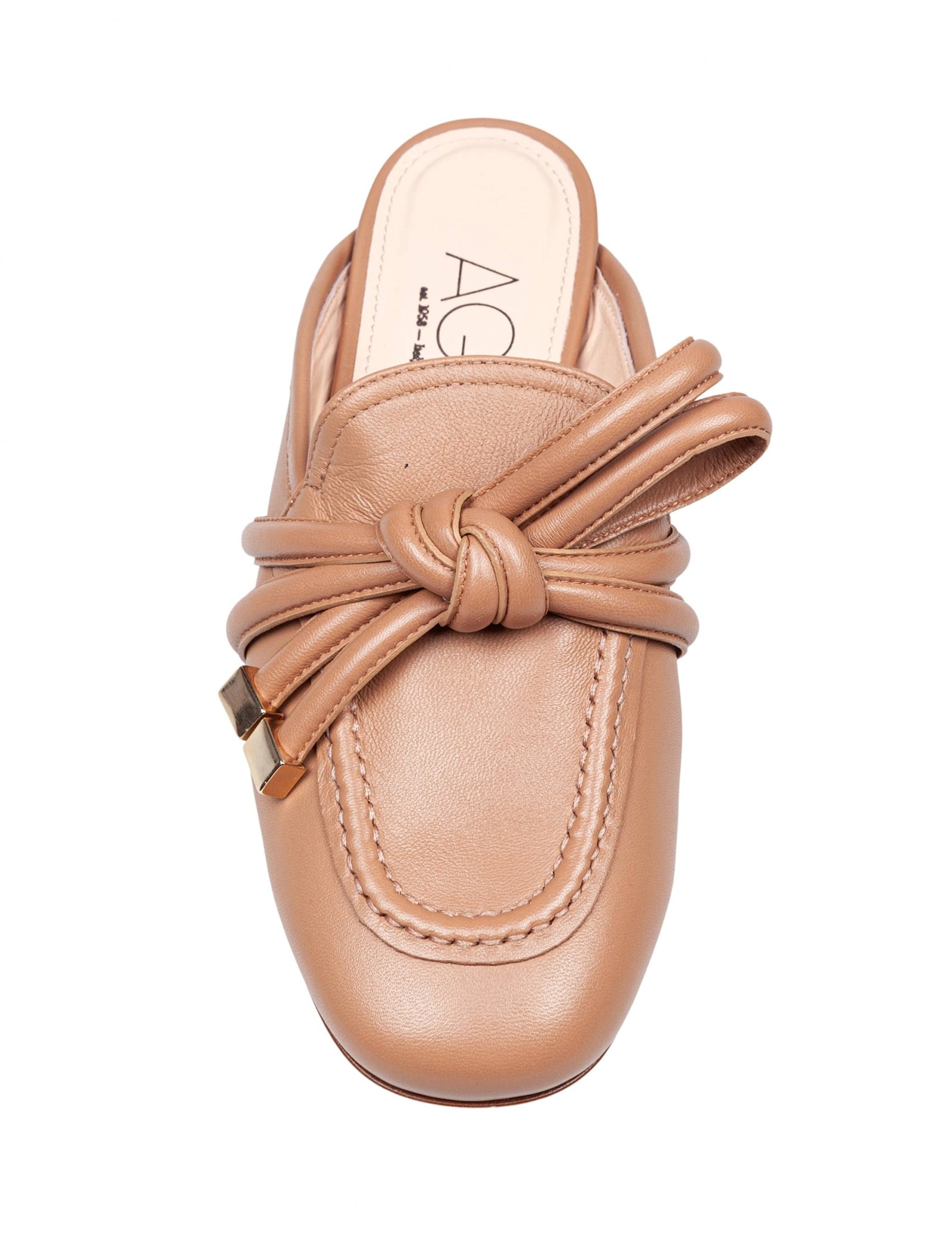 Agl Attilio Giusti Leombruni Agl Cocoa Leather Mules With Knotted Ribbon Detail