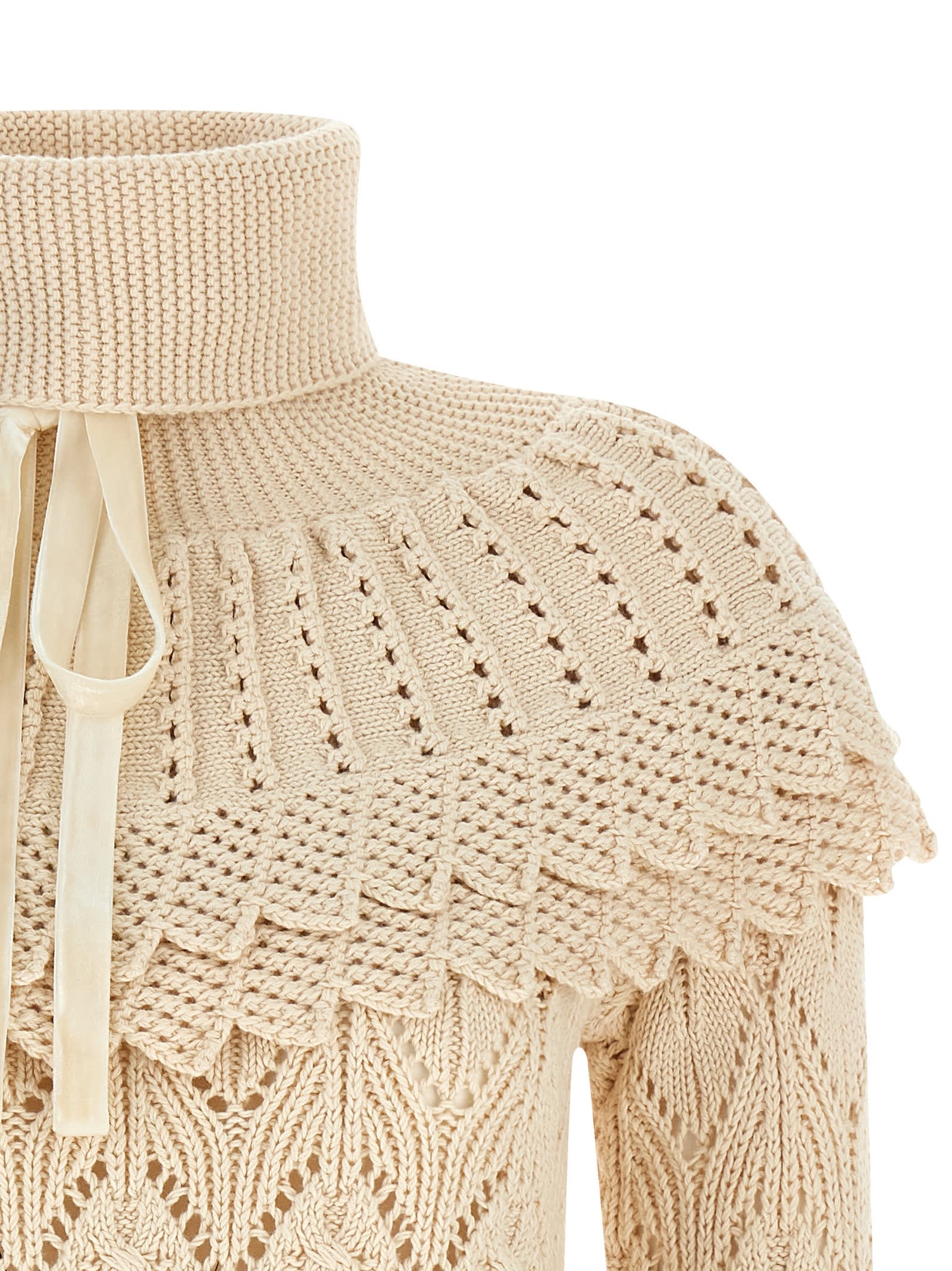 Zimmermann Hypnotic Ruffle Collar Sweater In Neutral