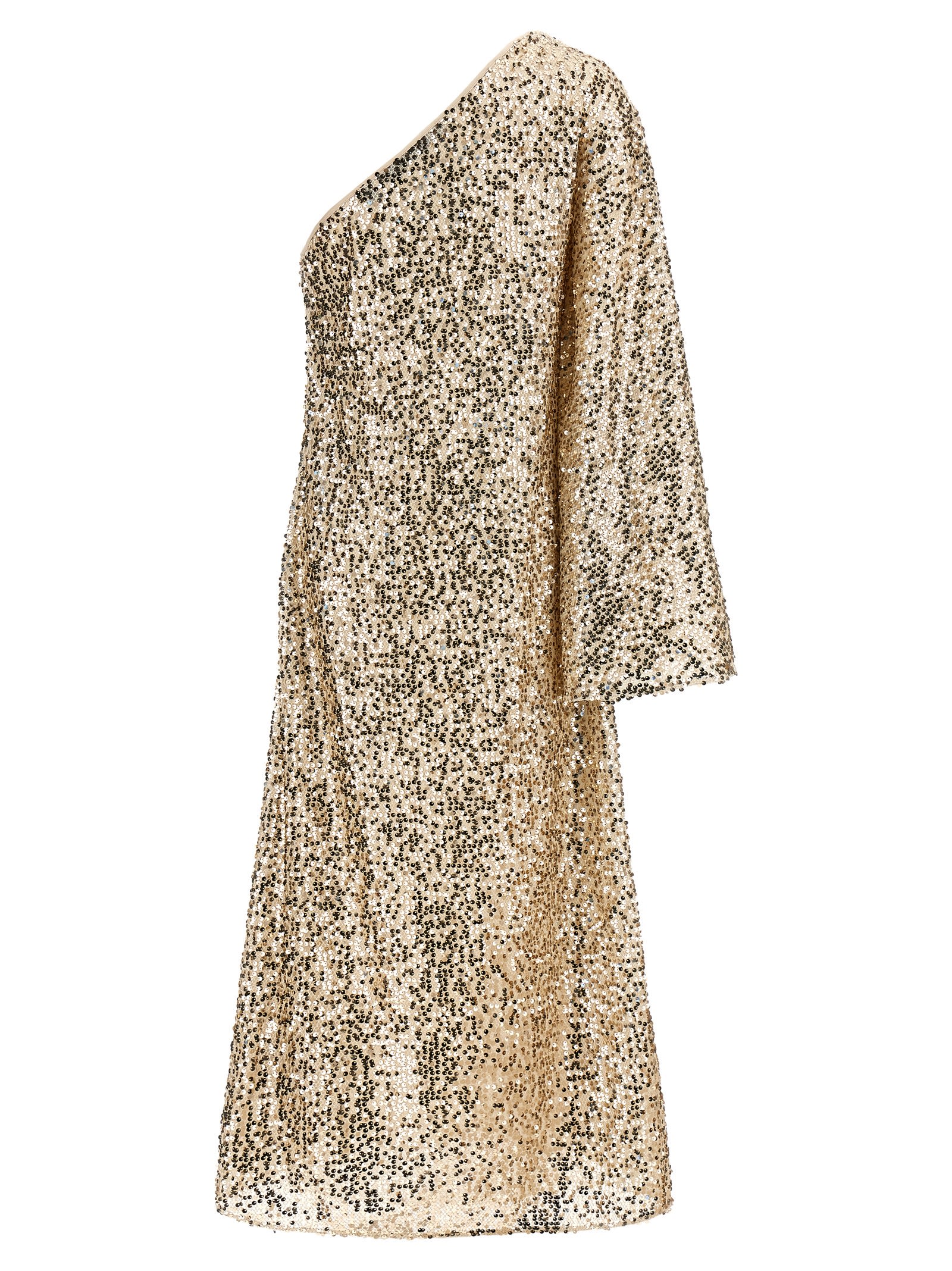 Shop Rotate Birger Christensen Net Sequins Maxi Dress In Gold