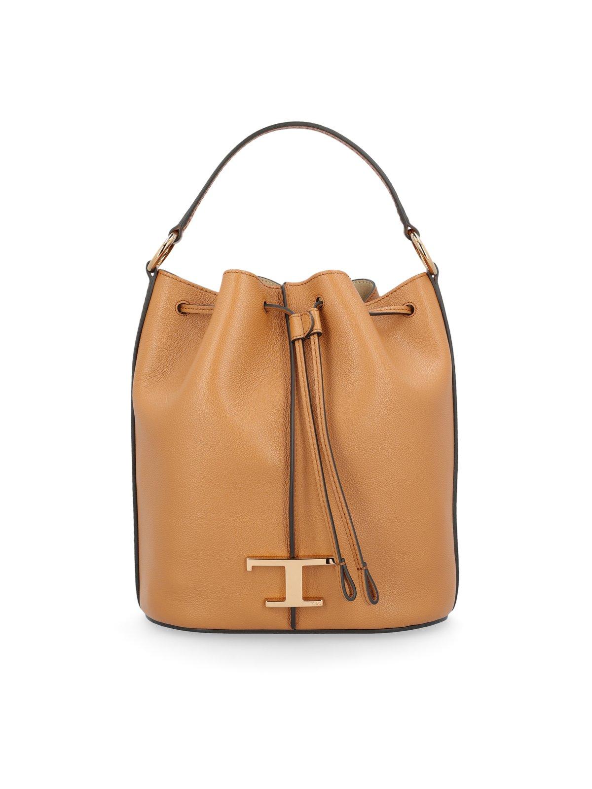 TOD'S LOGO-PLAQUE DRAWSTRING BUCKET BAG