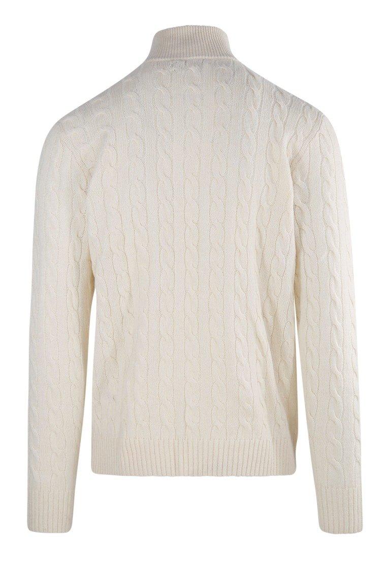 Shop Ralph Lauren Pony Embroidered Cable-knit Jumper In Andover Cream