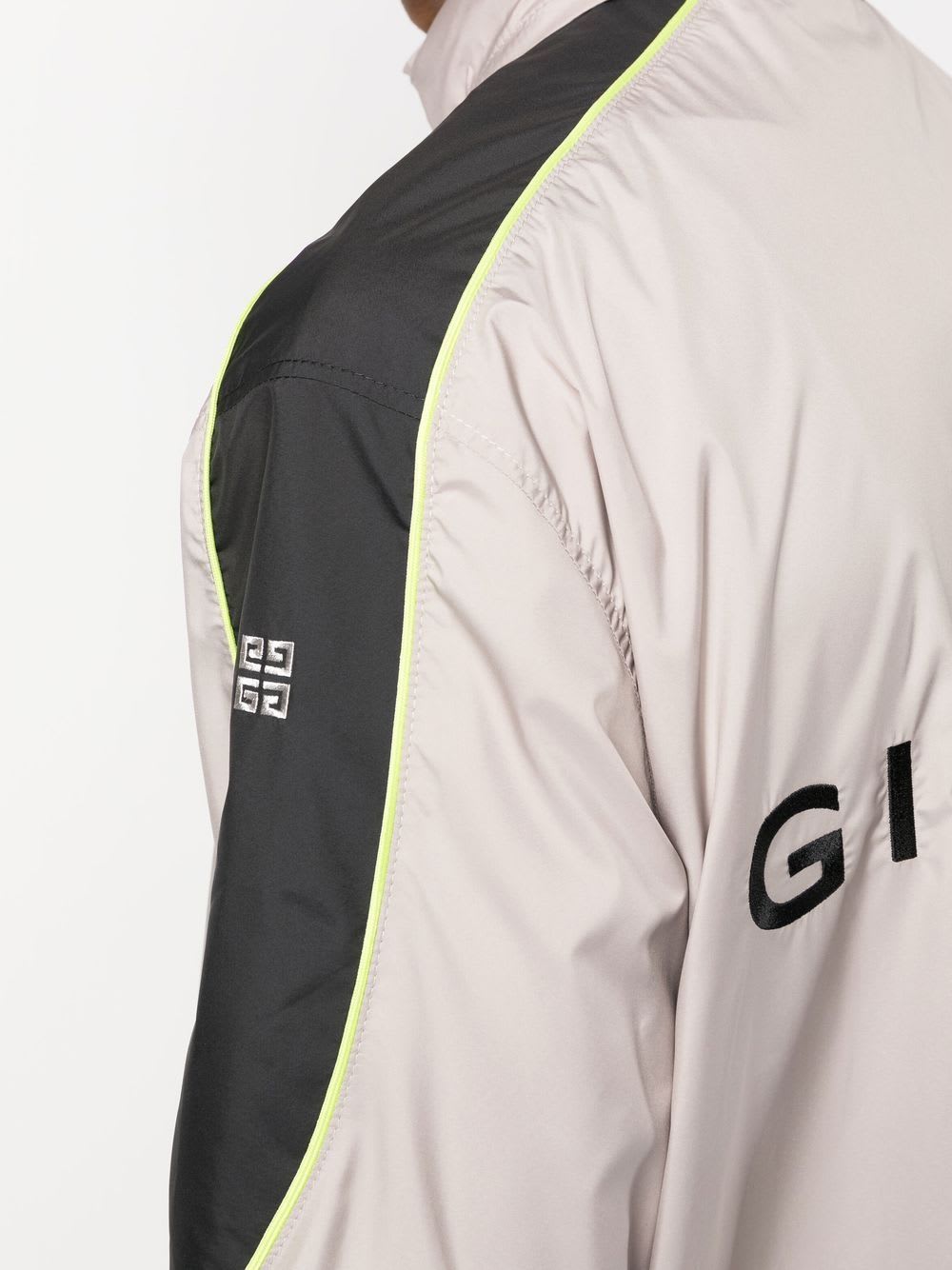 Givenchy Logo Zip-up Jacket With High Neck And Pockets In Gray