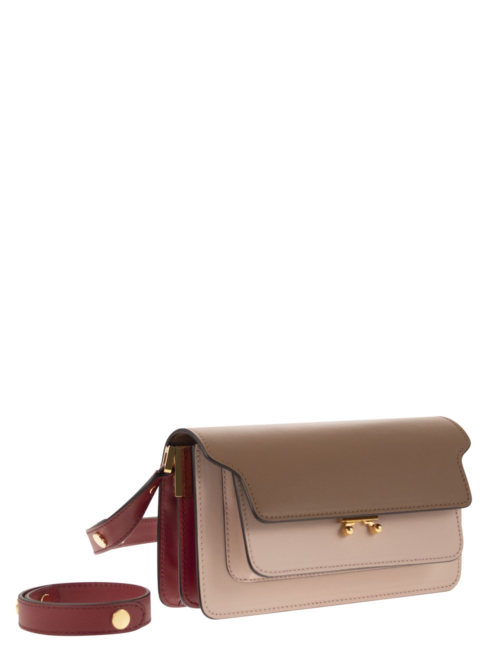 Shop Marni Trunk - Leather Bag In Pink/brown/burgundy