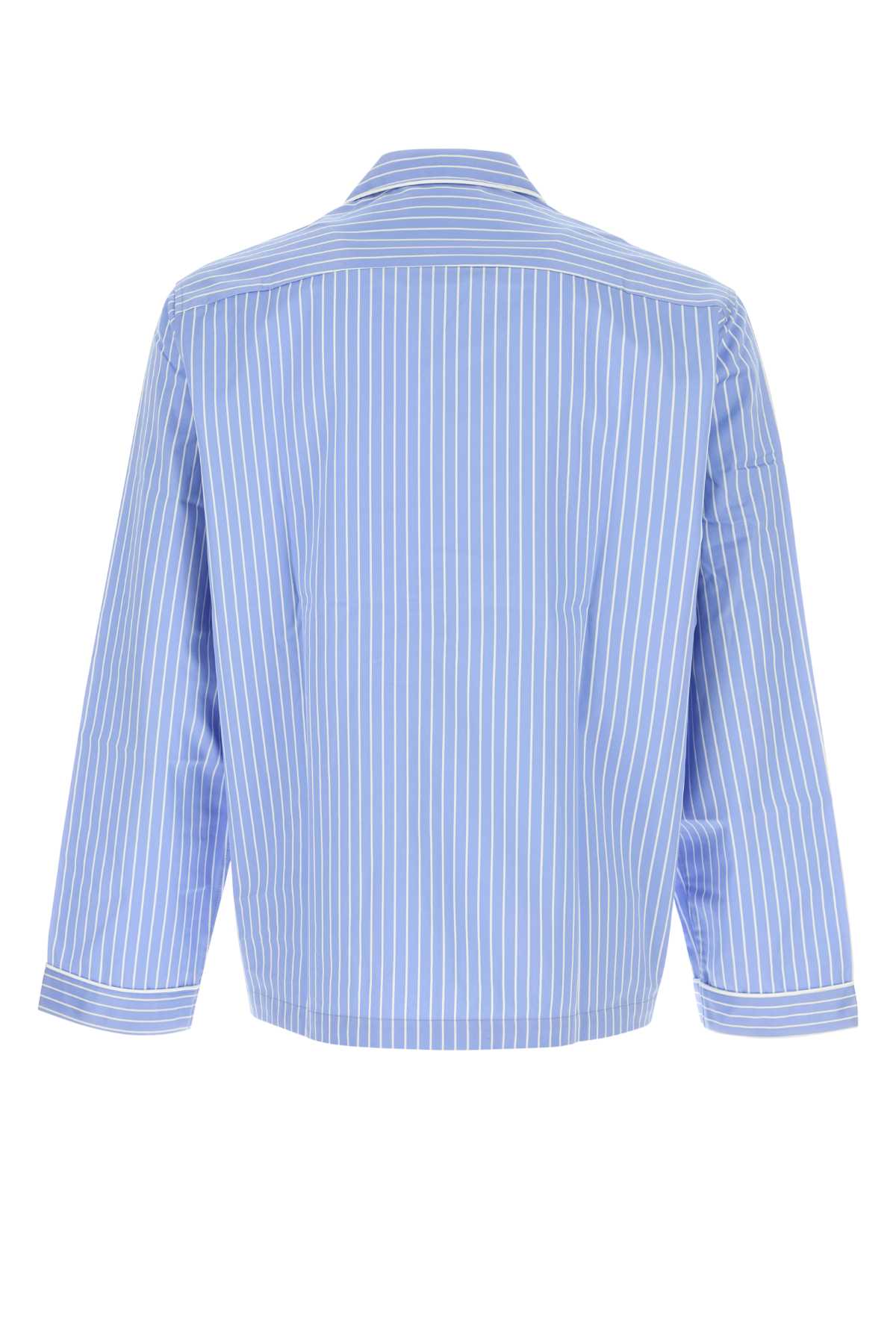 Tekla Embroidered Cotton Sateen Shirt In Blue
