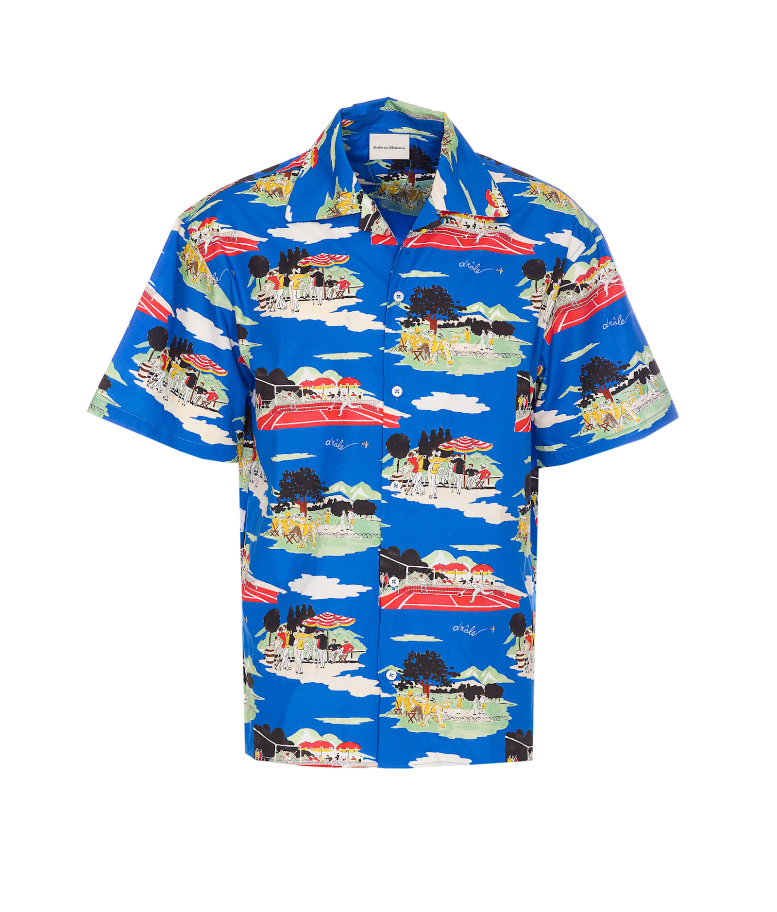 Drôle De Monsieur Multicolor Country Club Short-sleeved Shirt In Blue