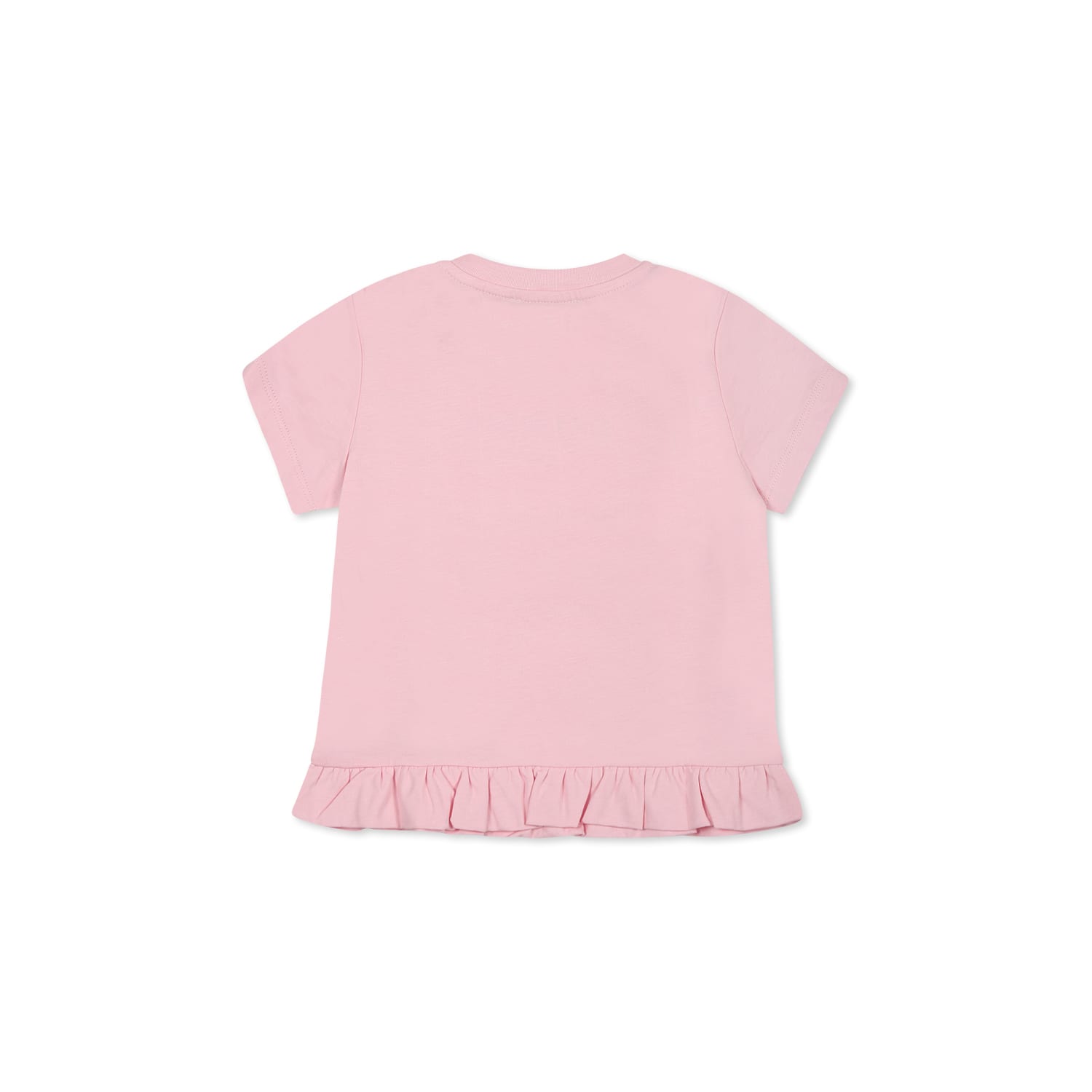 Shop Balmain Pink T-shirt For Baby Girl With Gold Logo