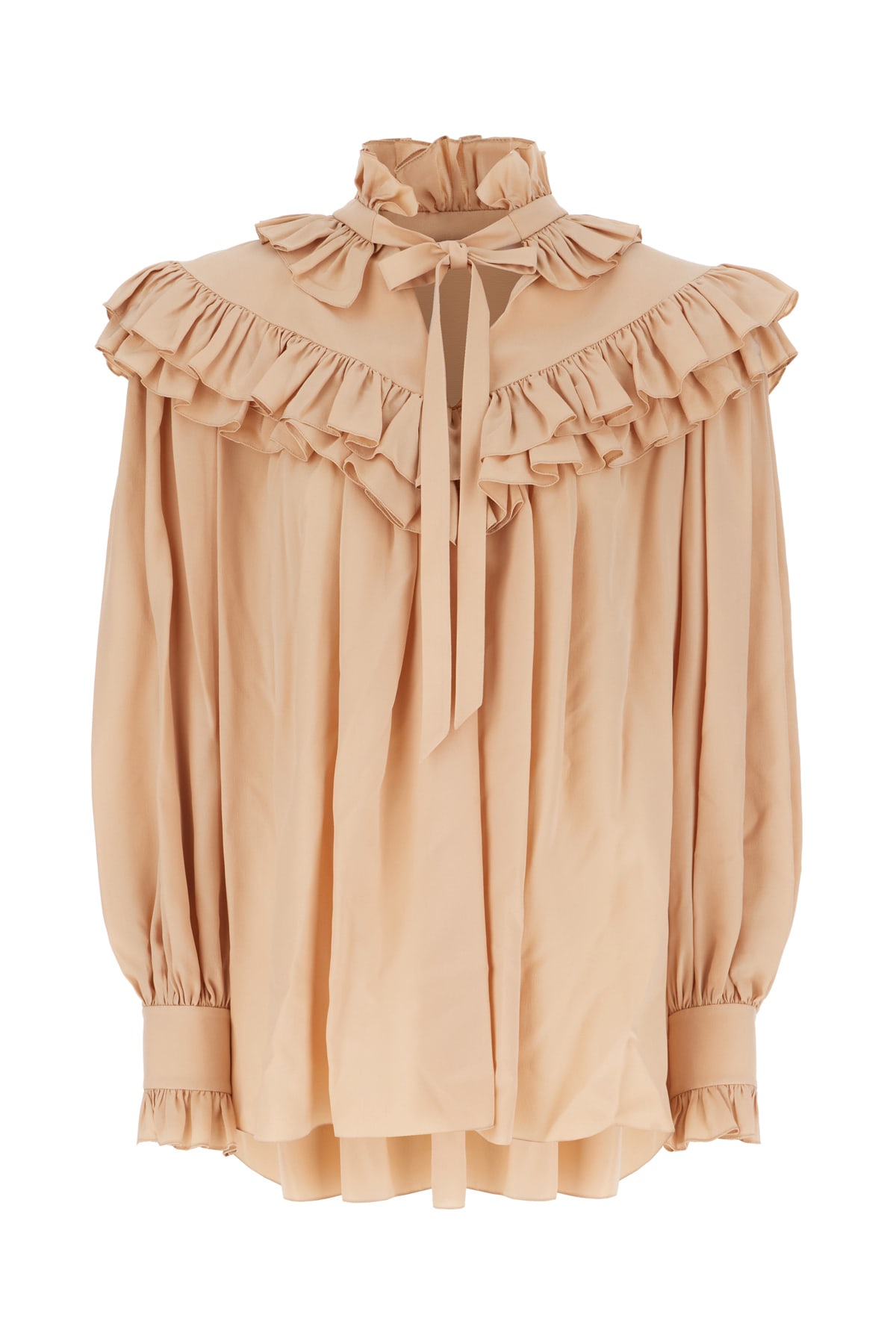 Chloé Skin Pink Silk Blouse In White