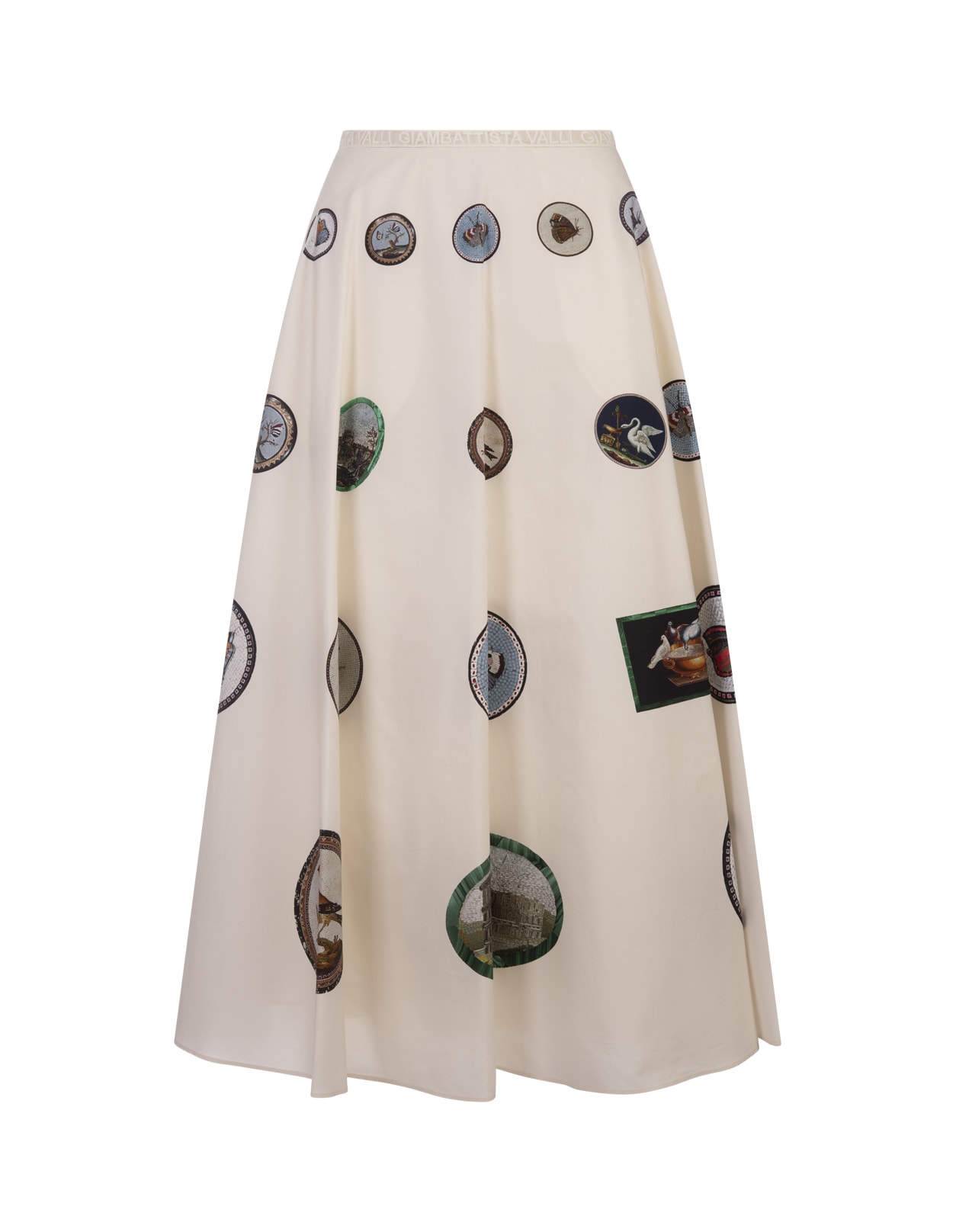 Shop Giambattista Valli White Midi Skirt With Micromosaic Print