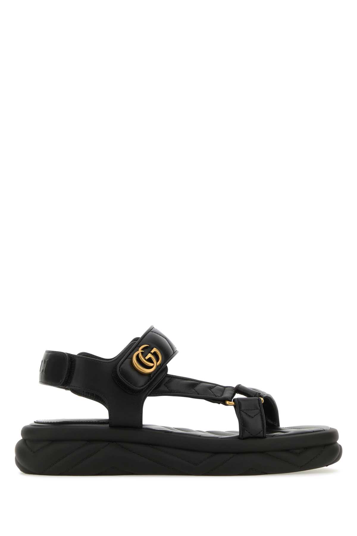 Shop Gucci Black Leather Sandals