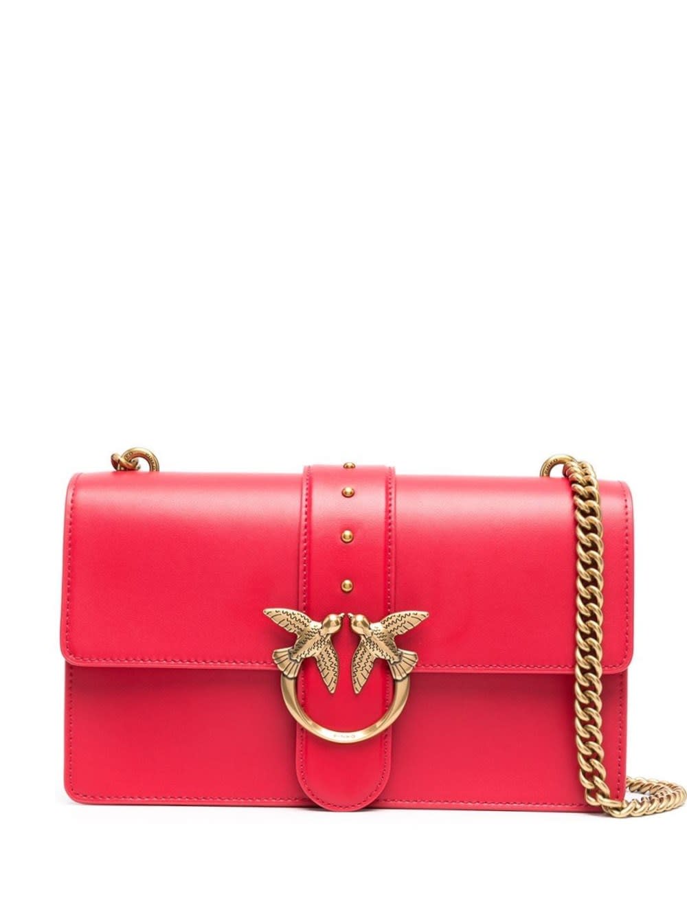 Pinko Love Classic Crossbody Bag In Red Leather