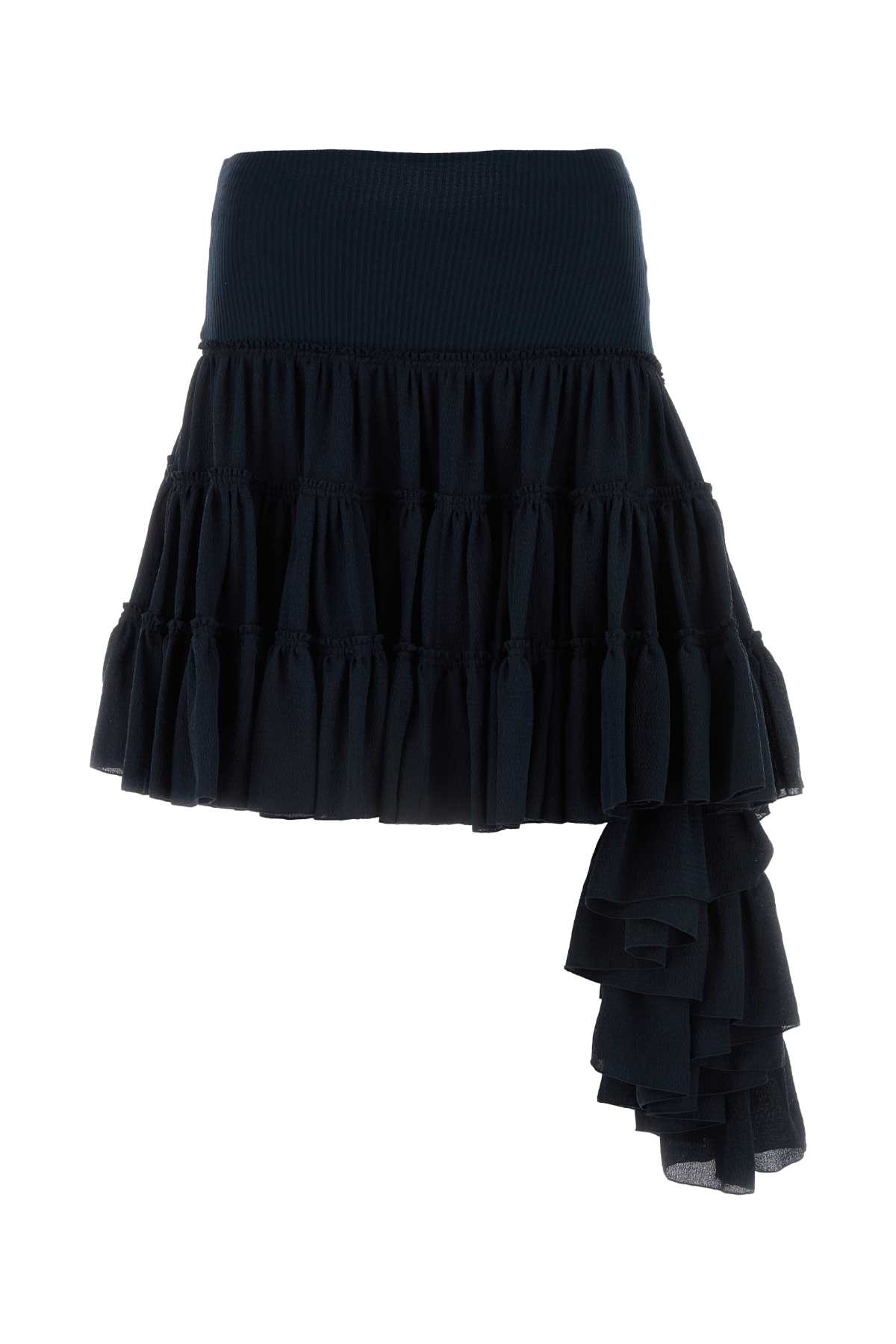 Shop Loewe Midnight Blue Silk Mini Skirt In Midnightblue