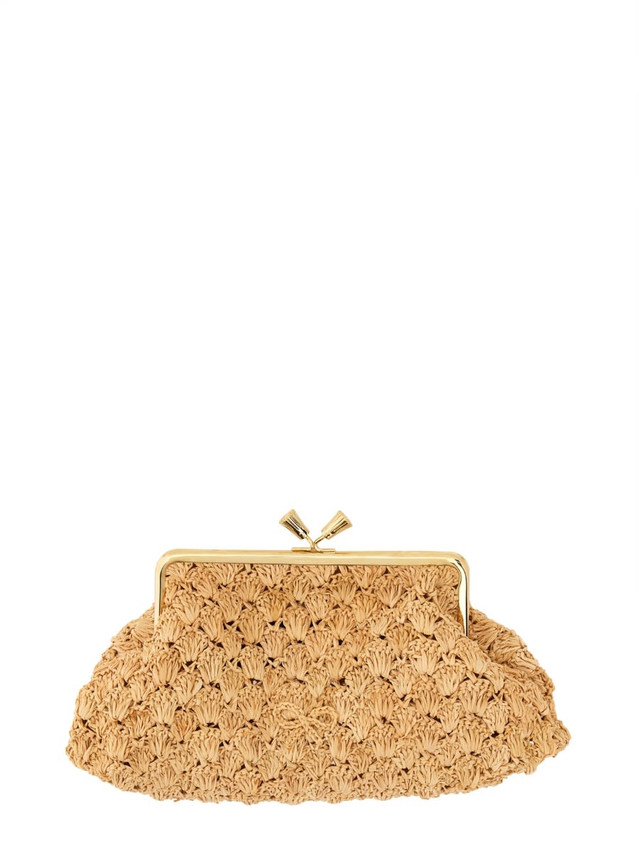 Shop Anya Hindmarch Clutch Maud Large In Beige