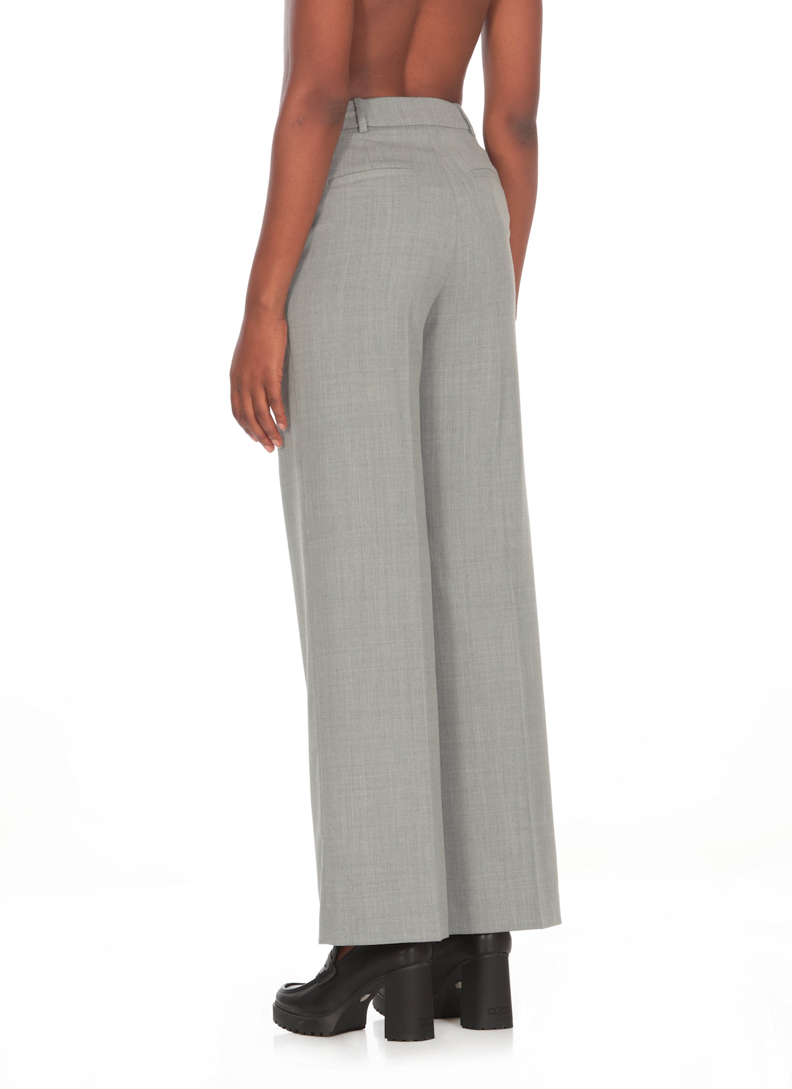 Shop Peserico Wool Trousers In Grey