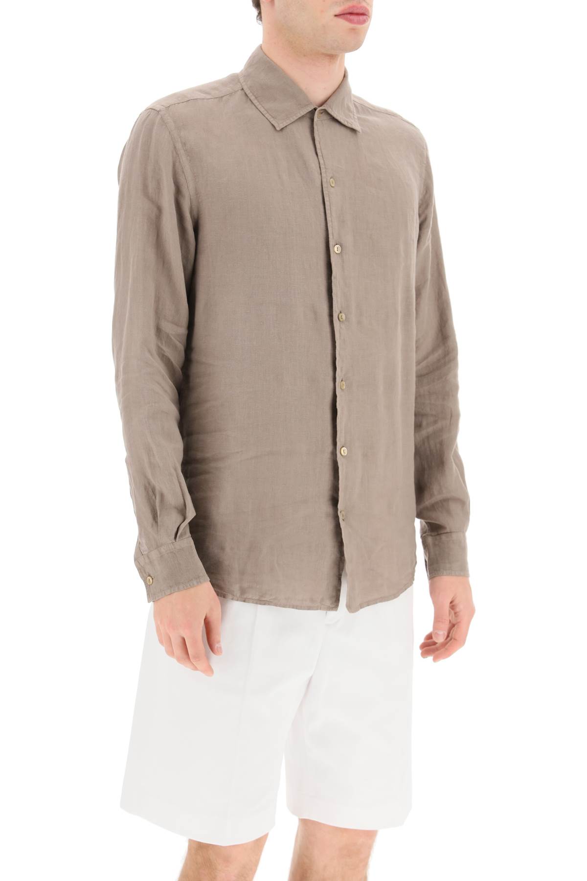 Shop Agnona Classic Linen Shirt In Linen (beige)