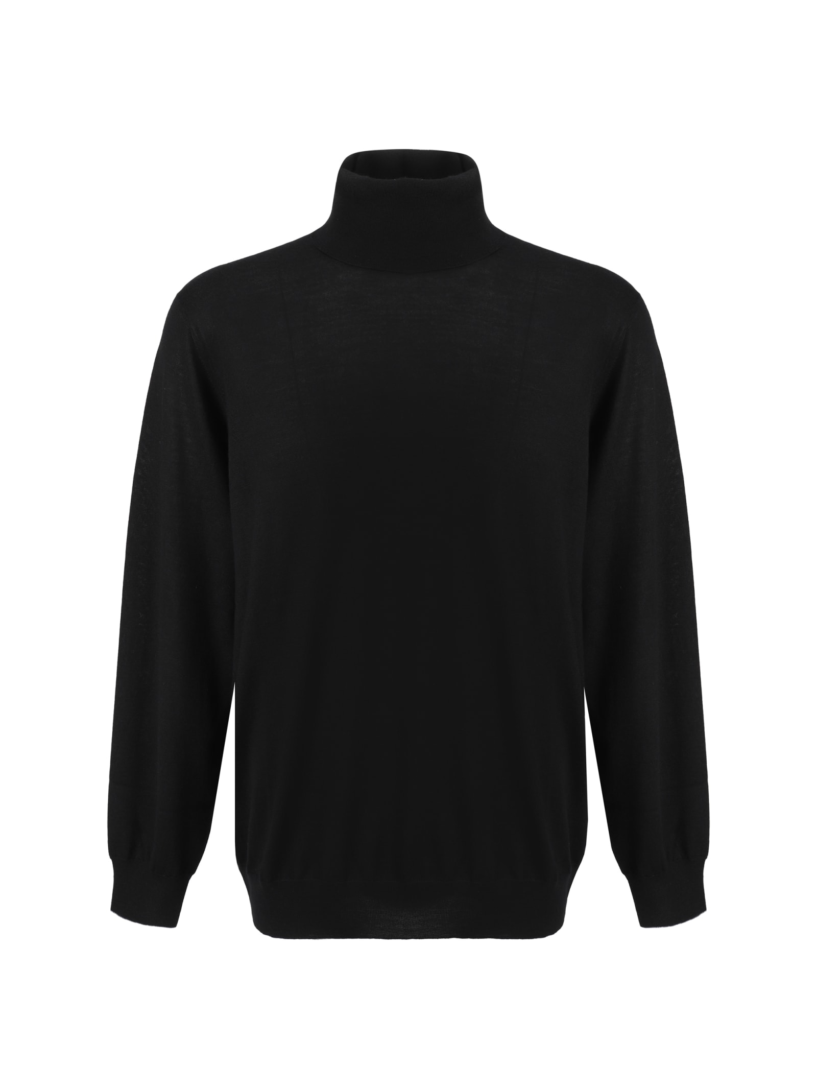 Shop Brunello Cucinelli Turtleneck Sweater In Nero+grigio Medio