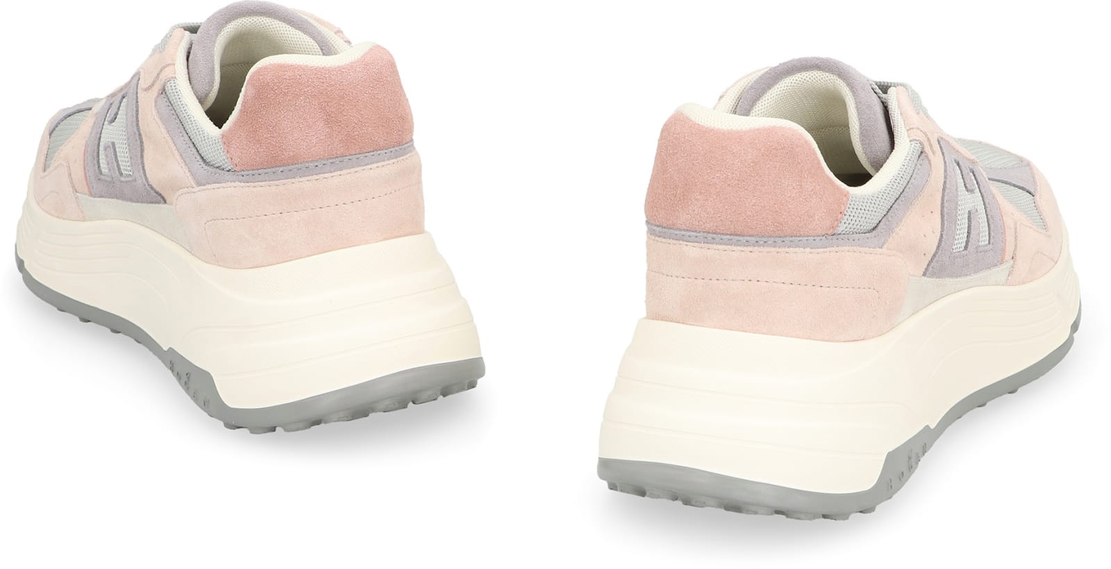 Hogan Suede And Mesh Sneakers With Iconic Logo In Pink