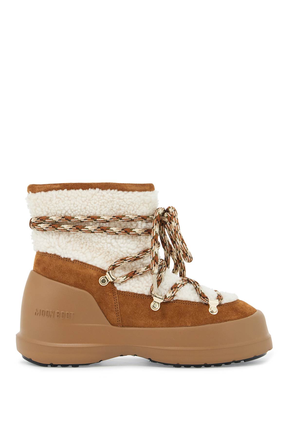 Shop Moon Boot Luna Suede And Shearling Ankle Boots. In Whisky/off White (brown)