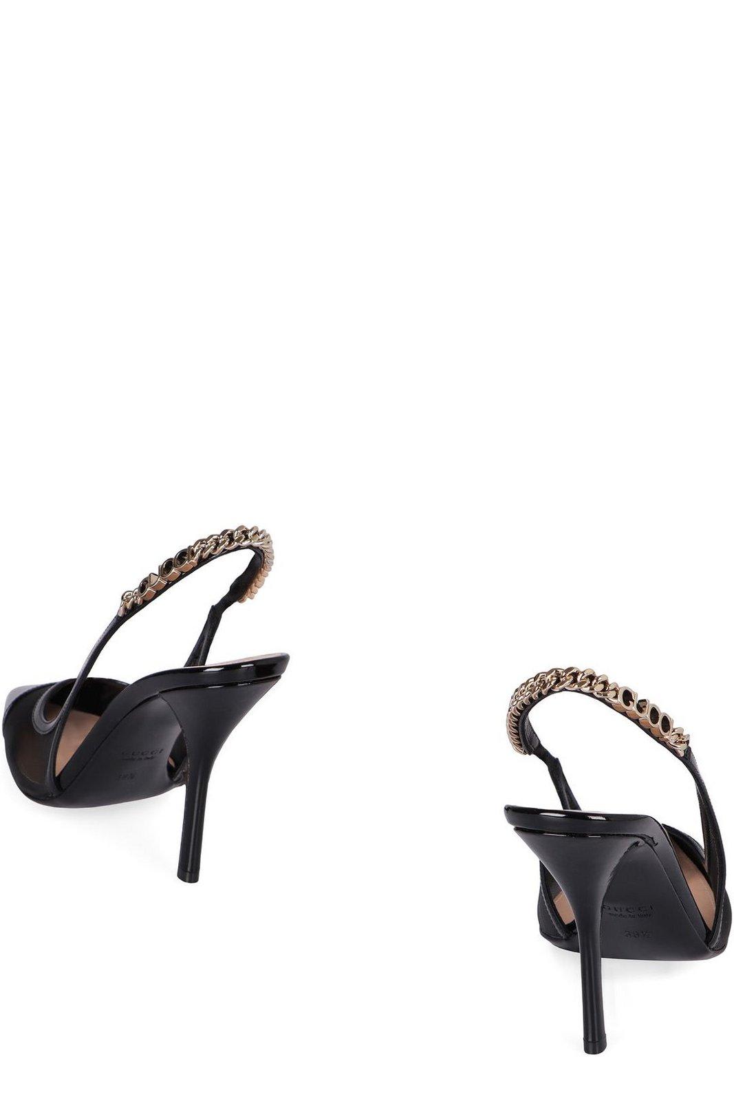 Gucci Slingback-pumps Signoria Aus Mesh Mit Leder