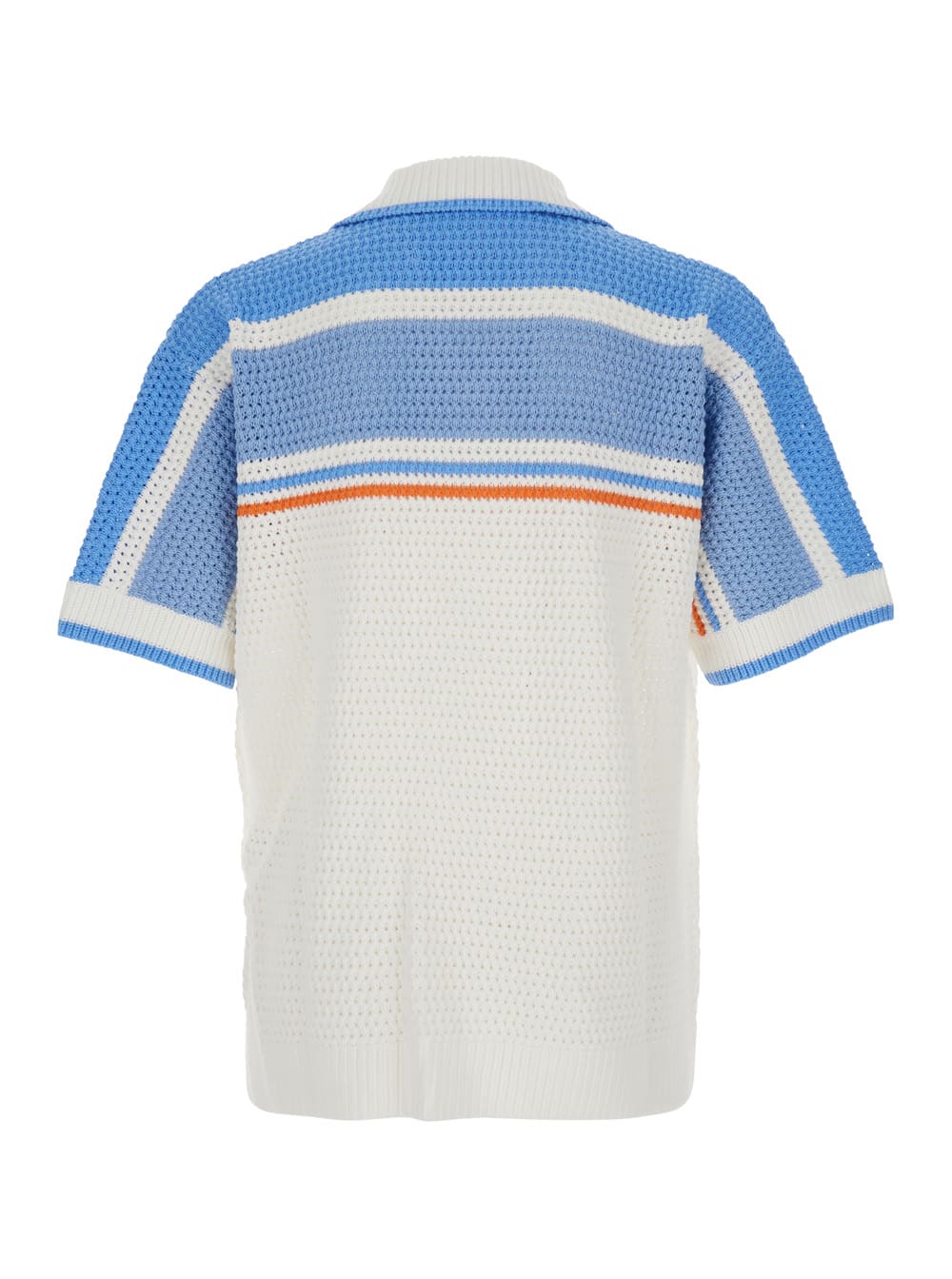 Casablanca Men White Shirt With Classic Collar And Chest Logo Patch In Cotton Man In White