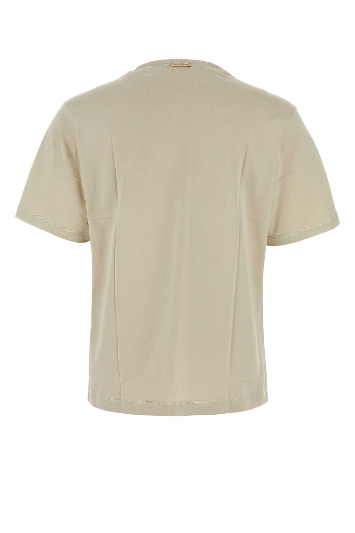 Shop Dolce & Gabbana Beige Cotton T-shirt In Pergamenamedio