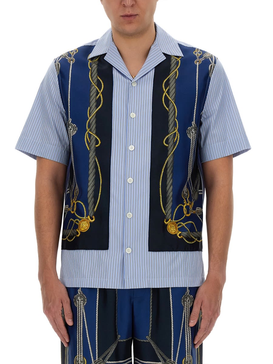 Shop Versace Striped Nautical Shirt In Multicolour