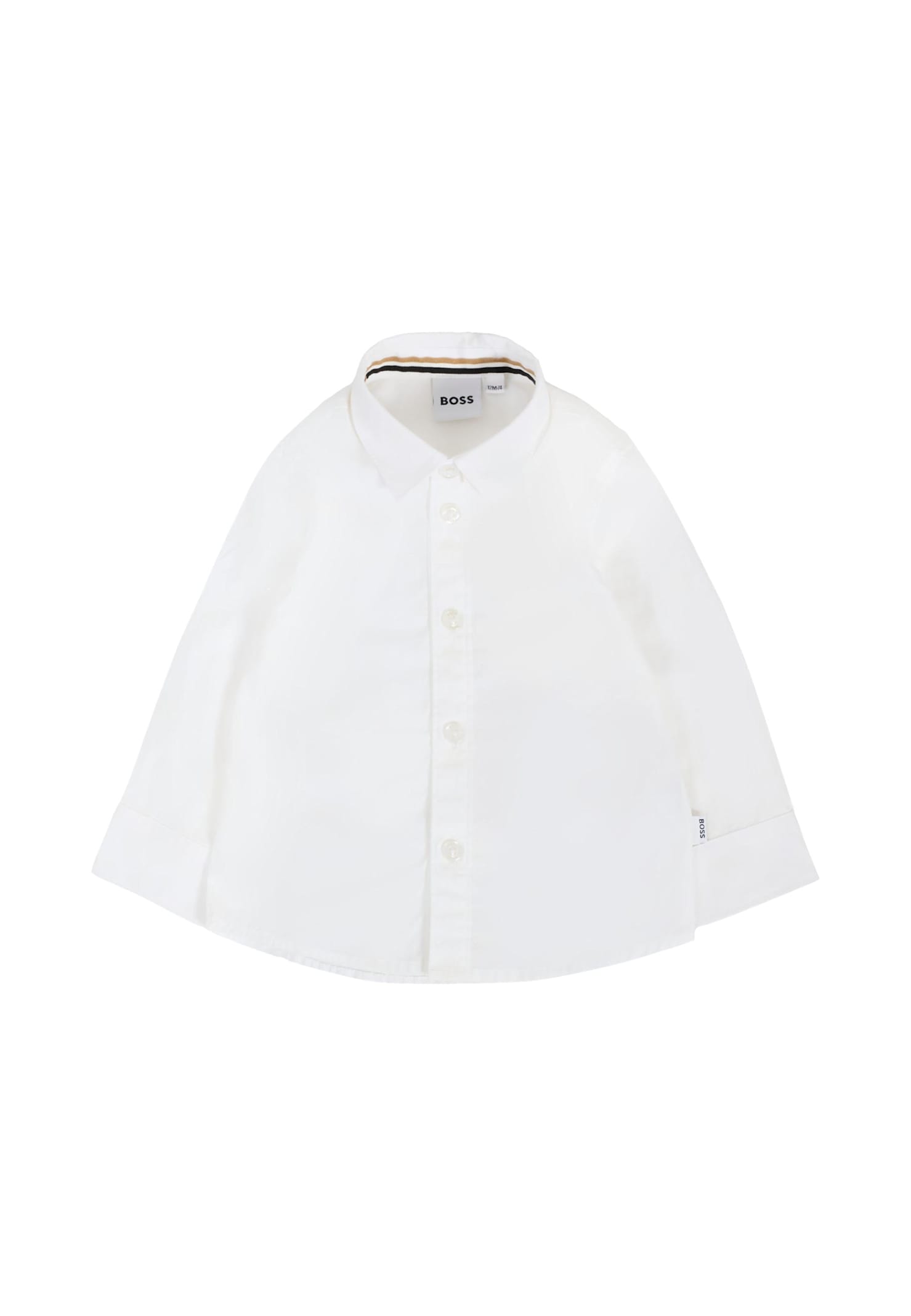 Hugo Boss White Shirt For Baby Boy With Logo In White