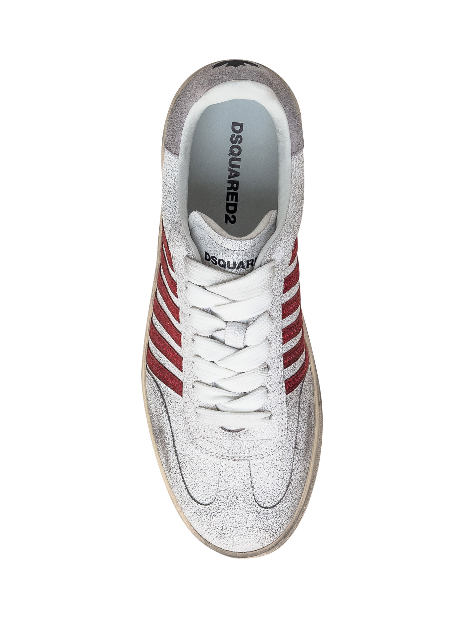 Shop Dsquared2 Boxer Sneaker In Bianco-bordeaux-grigio