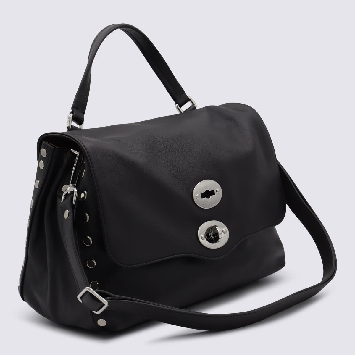Zanellato Black Leather Postina Baby Top Handle Bag In Black